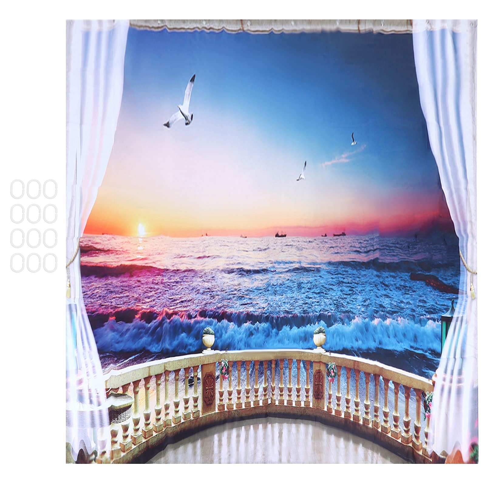 Quick-Dry Bath Tub Shower Curtain with Rings - 180x200 cm Waterproof Hotel & Home Bathroom Decor - Perfect for Small Spaces and Modern Bathrooms