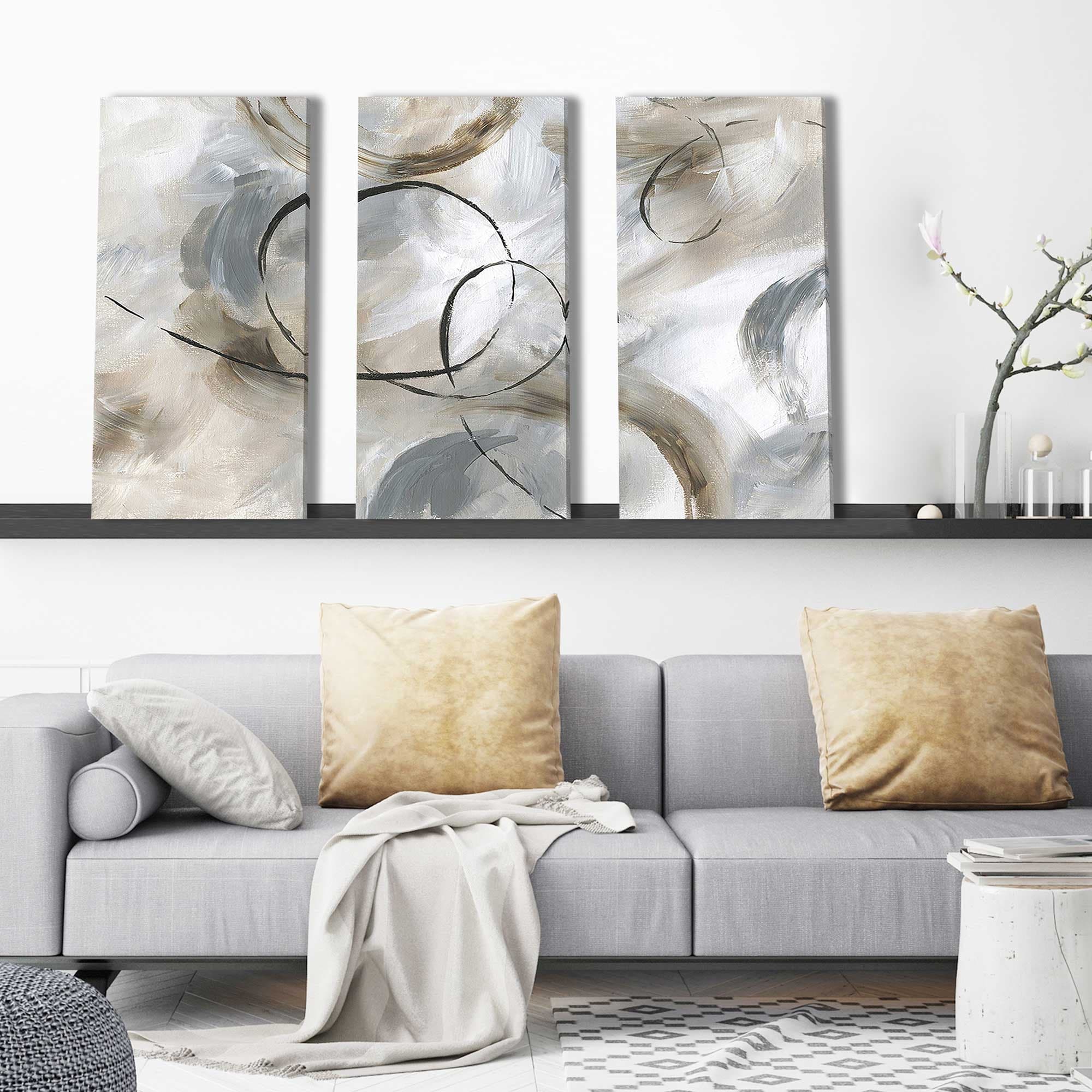 Allegro 3 Piece Canvas Wall Art Set - Modern Abstract Painting for Living Room, Bedroom & Office Decor