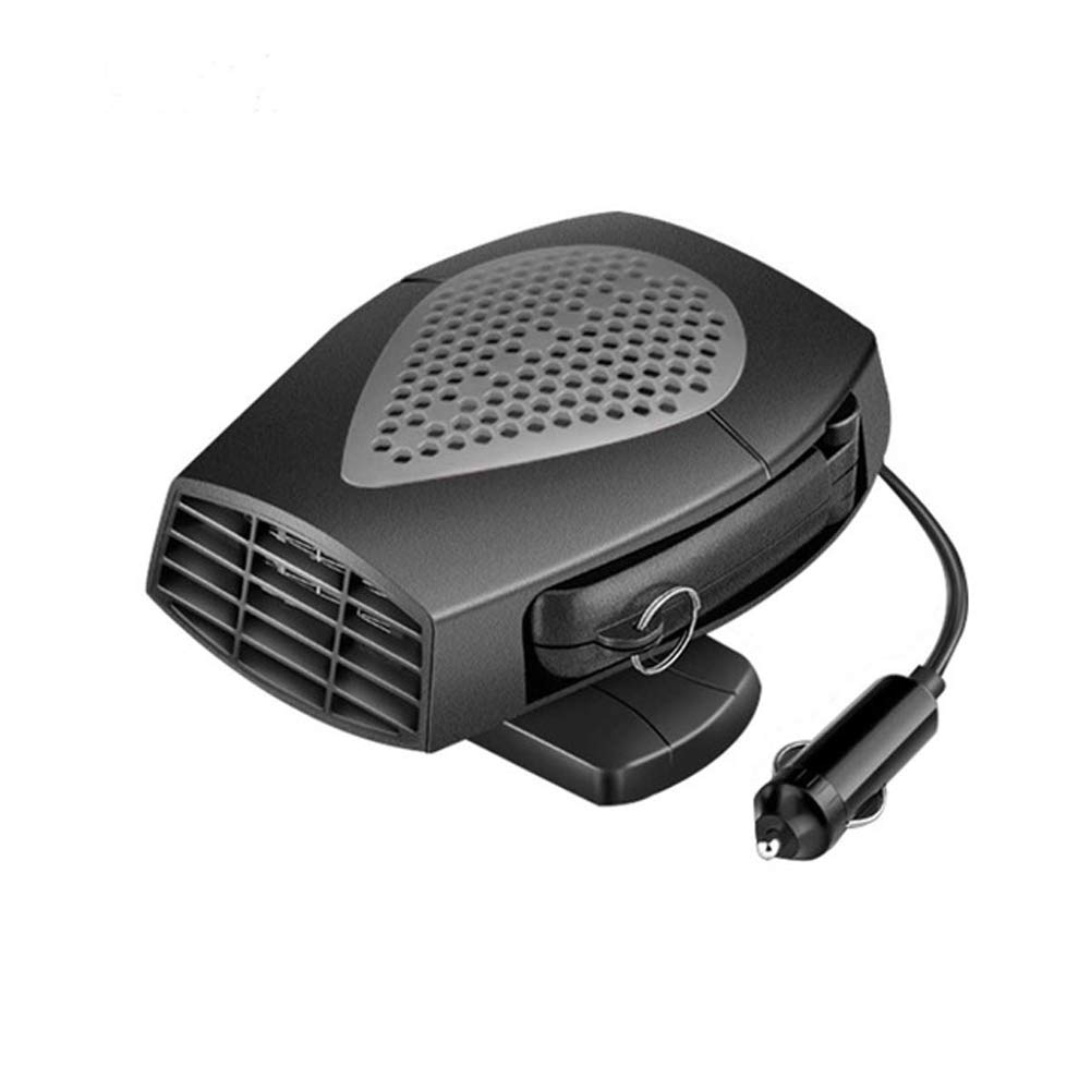 Portable 12V Car Fan Heater & Defroster - 150W Windshield Dehumidifier, Demister & Cooling Fan with Cigarette Lighter Plug - Perfect for Winter Defrosting & Summer Cooling (Gray)