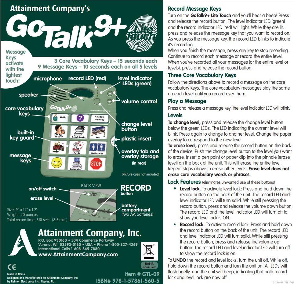 Go Talk 9+ Lite Touch AAC Communication Device - Portable Speech Generating Device for Special Needs - Ideal for Autism, Stroke Recovery & Nonverbal Communication at Home, School & Therapy