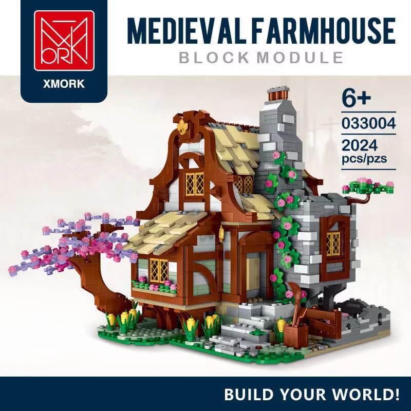 Authentic MORK MODEL 033004 Medieval Farmhouse Building Set - 1891pcs Castle Blocks for Adults & Teens | Perfect for Collectors, Home Decor, and Creative Play