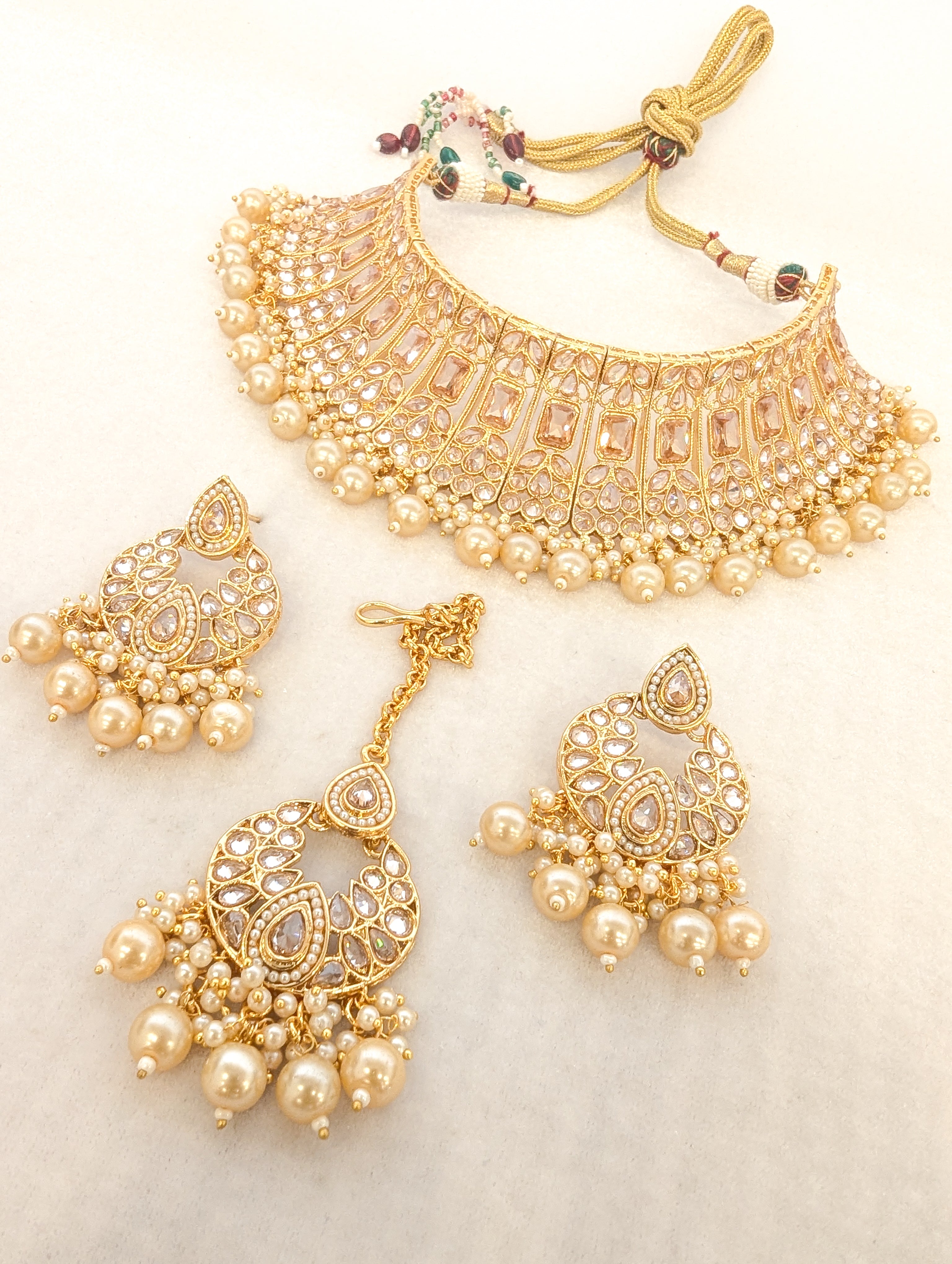 Daksha Polki Full Set Jewelry - Exquisite Indian Bridal Necklace Set with Earrings for Weddings, Parties & Special Occasions
