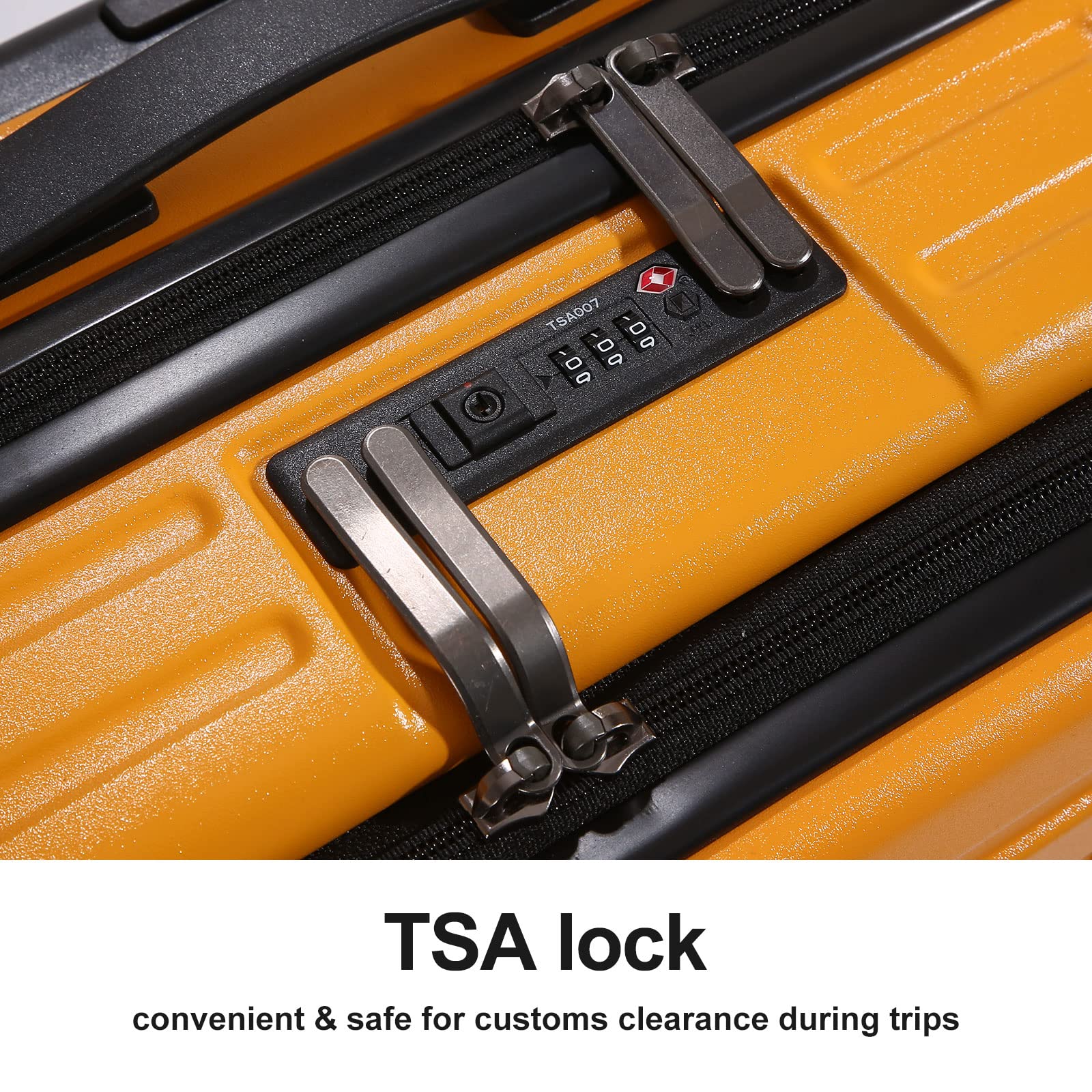 TydeCkare 20 Inch Carry On Luggage - 45L Lightweight ABS+PC Hardshell Suitcase with Front Zipper Pocket & Spinner Silent Wheels - Perfect for Business Travel, Weekend Getaways & Airplane Carry-On (Orange)