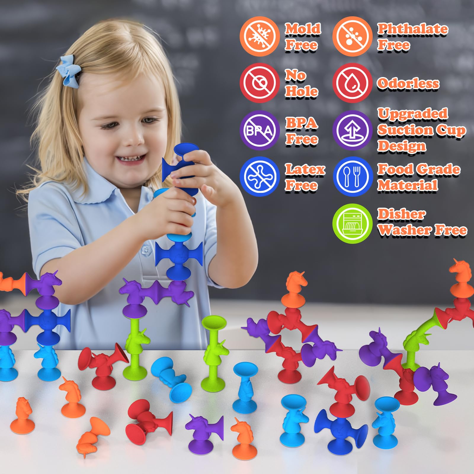 11-Piece Unicorn Bath Toys for Toddlers - Montessori Sensory Toys for Autistic & ADHD Kids - Water Play, Travel & Birthday Gift for Boys & Girls - Bathtub Fun & Learning Developmental Toys