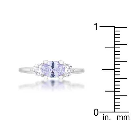 1.2ct Lavender Cubic Zirconia Oval Ring for Women - Elegant Rhodium Plated Classic Jewelry for Engagement, Wedding & Special Occasions
