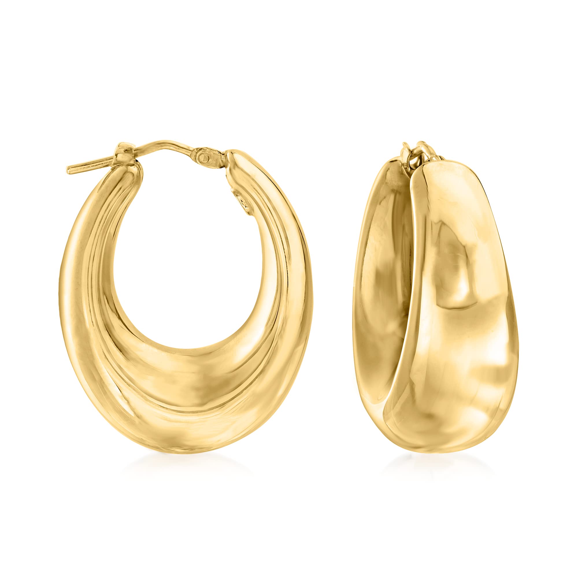 Ross-Simons Italian 18kt Gold Over Sterling Silver Graduated Hoop Earrings for Women - Elegant Everyday & Special Occasion Jewelry Gift