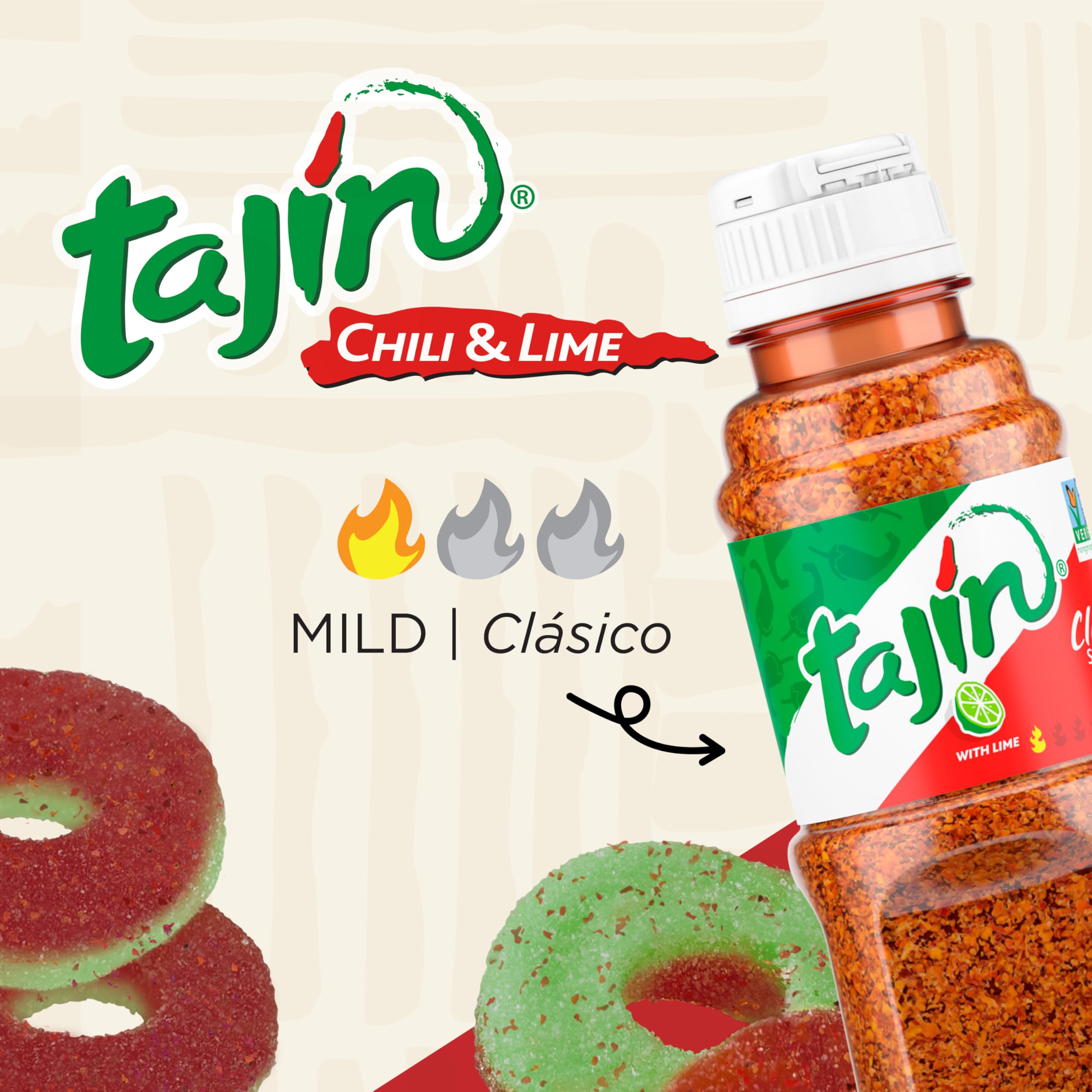 Snak Club Tajin Watermelon Rings Gummy Candy - Chili Lime Flavored Gluten-Free Vegan Snacks (12 Pack, 2.25oz Bags) | Perfect for Movie Nights, Road Trips & Party Favors