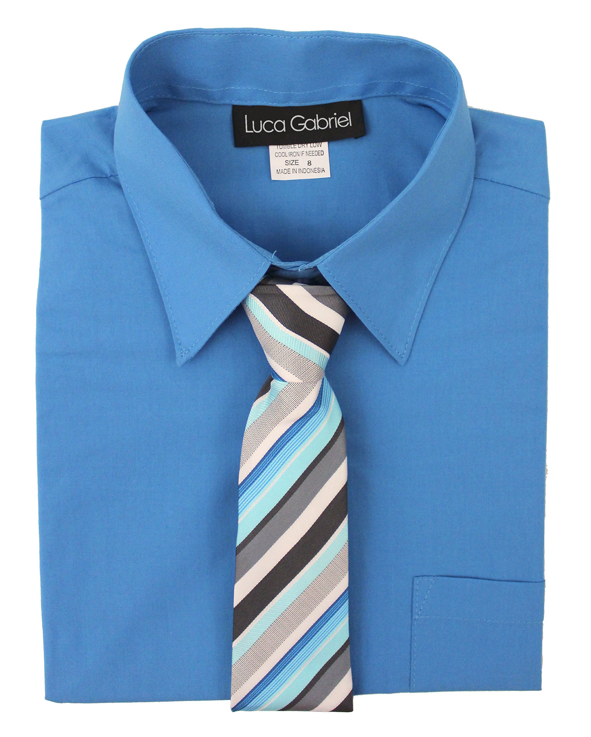 Luca Gabriel Boys' Short Sleeve Formal Dress Shirt with Tie Set - Toddler Button Down Shirt for Weddings, Parties & Special Occasions