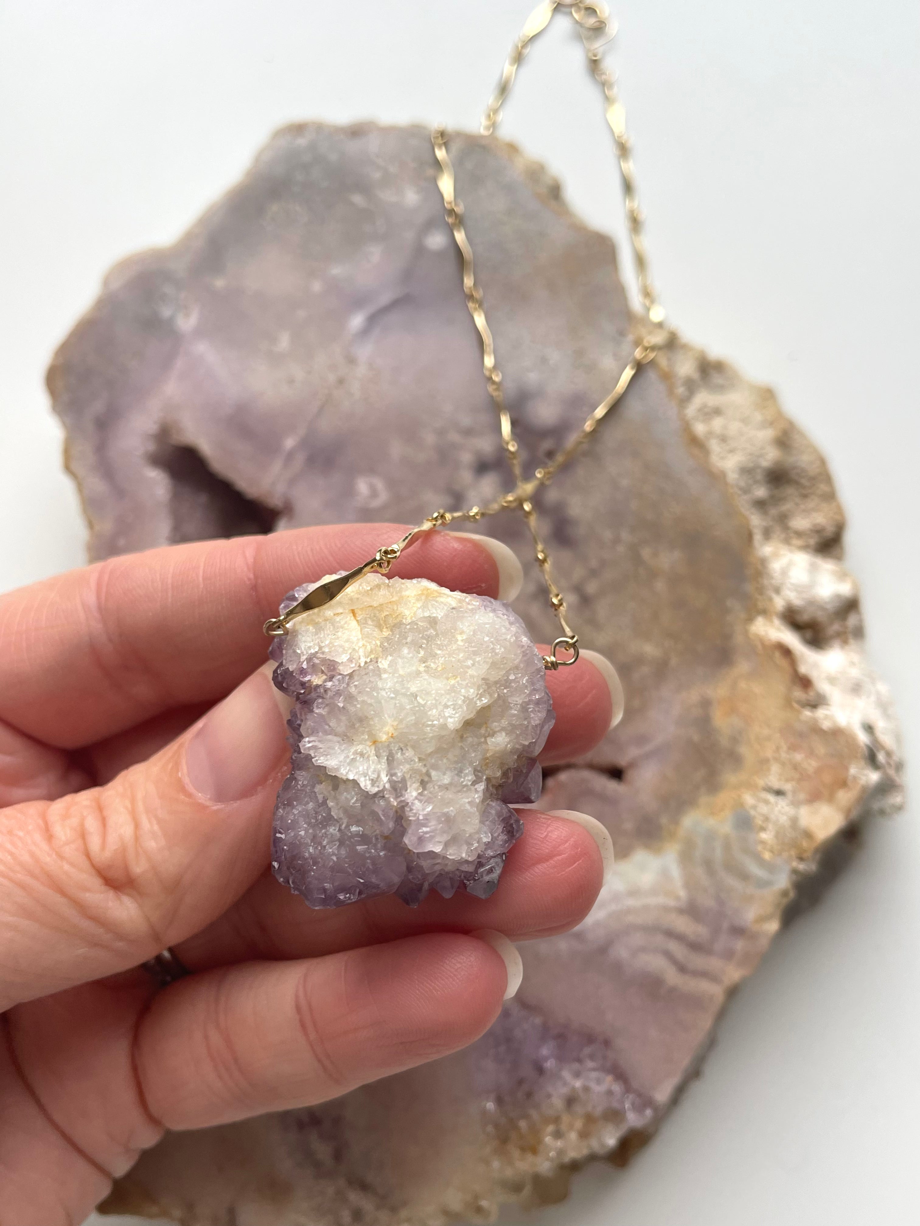 Spirit Quartz Amethyst Statement Necklace - 14K Gold Filled Pendant for Women | Elegant Boho Jewelry for Weddings, Parties & Special Occasions