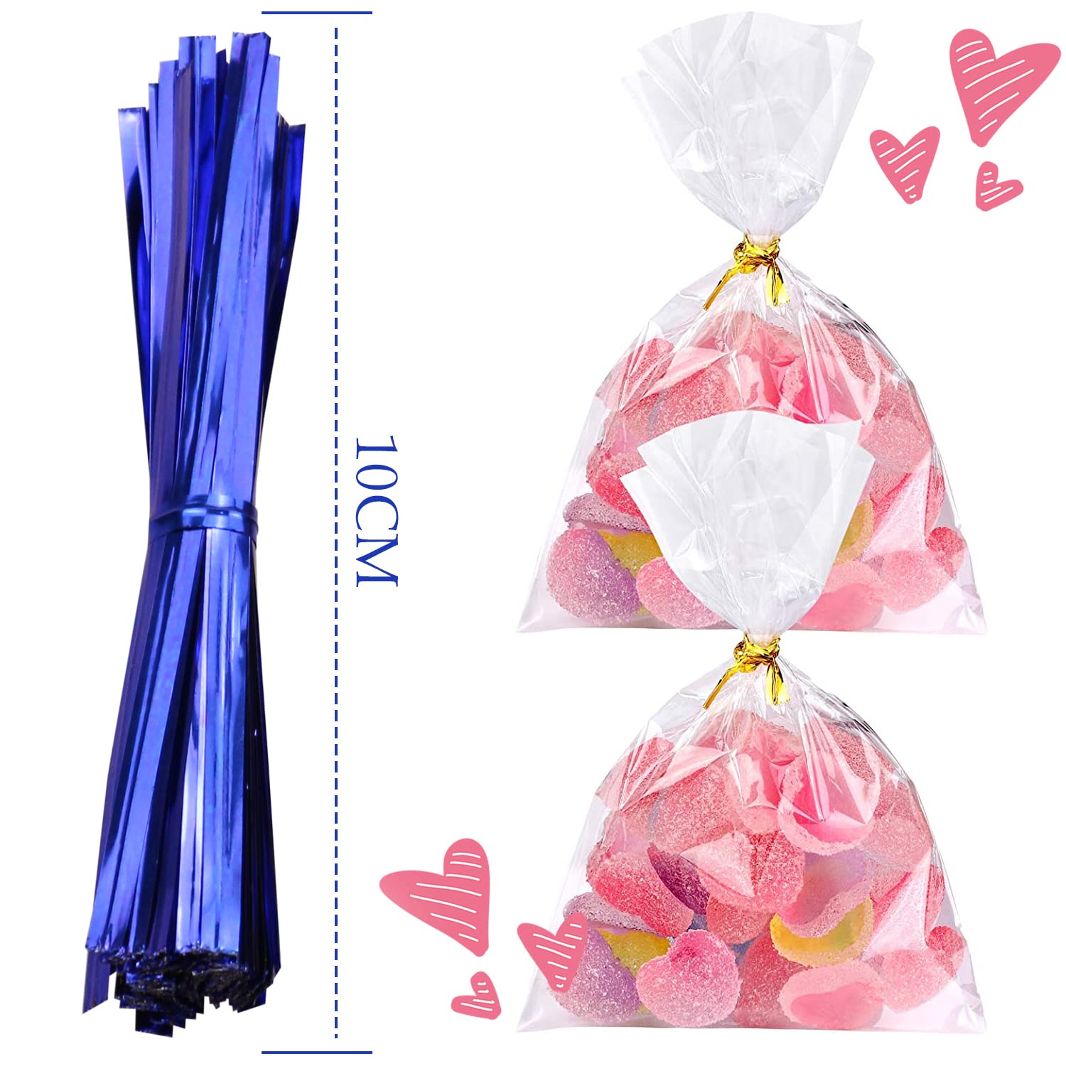 700 Pcs 4-Inch Metallic Twist Ties for Bread Bags, Bakery, Candy, Coffee & Goodie Bags - Yellow, Blue, Rose Red, Green, Silver, Black | AcootruingK009 | Perfect for Sealing, Organizing & Gift Packaging