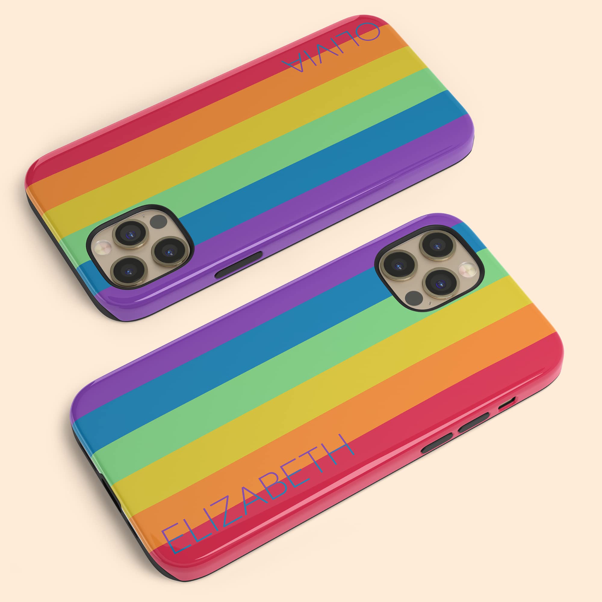 Custom LGBTQ Pride Rainbow Phone Case - Personalized Name Design for iPhone 16 Plus/15 Pro Max/14/13 Mini/12/11/X/XS Max/XR/7/8 - Perfect for Pride Events, Everyday Use & Gift Giving