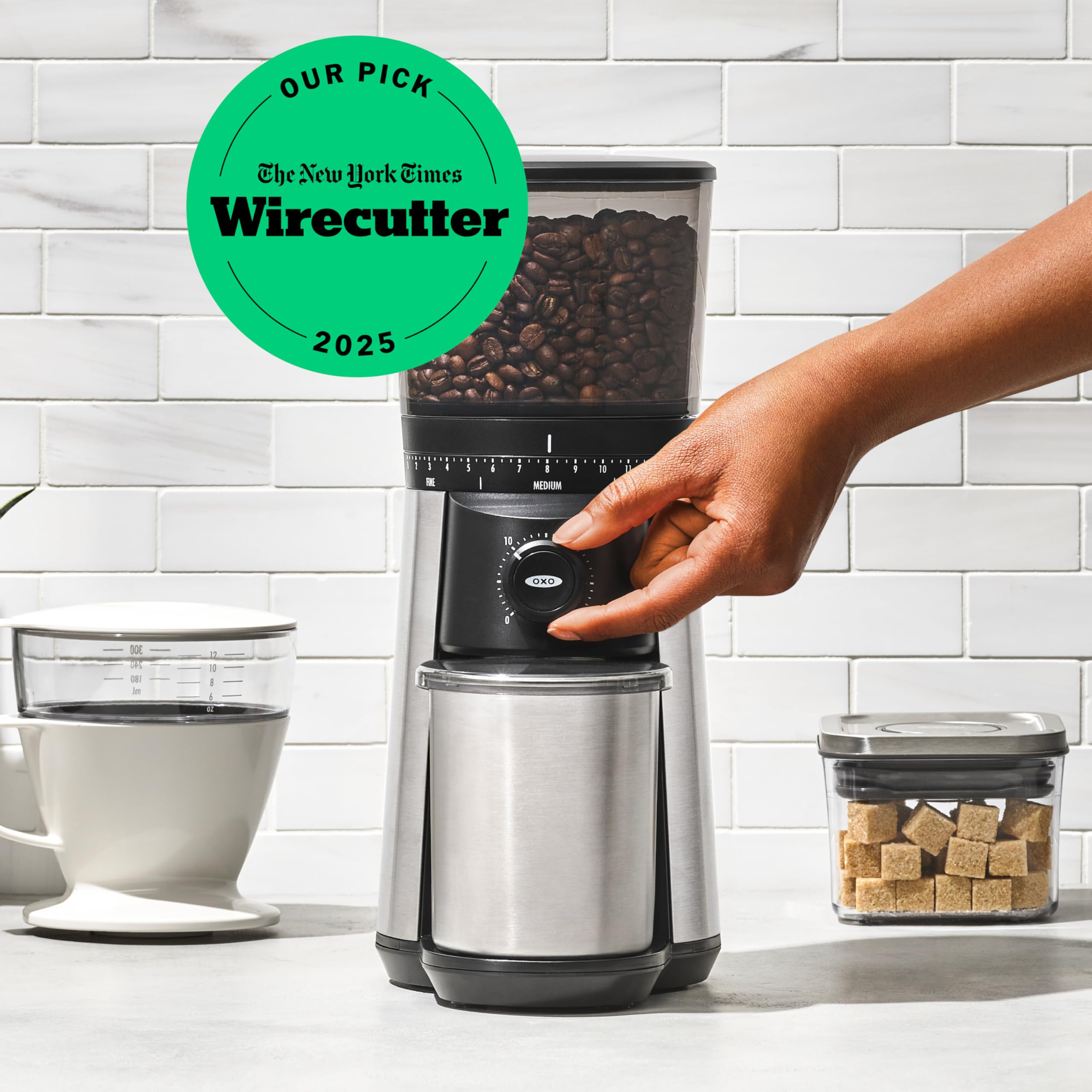OXO Brew Conical Burr Coffee Grinder - Adjustable Precision Grinder for Espresso, Drip & French Press - Quiet Operation with 15 Settings - Perfect for Home Baristas & Coffee Enthusiasts