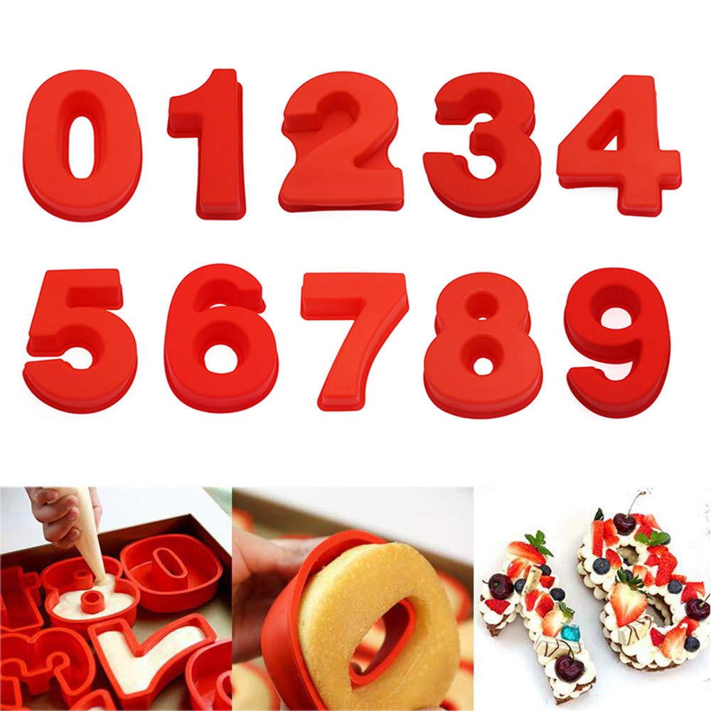 ACOMG Large Silicone Number Cake Mold 012345678 - Nonstick & Leakproof Baking Pan for Birthday, Wedding, Anniversary Cakes - Perfect for DIY Decorations and Special Occasion Desserts