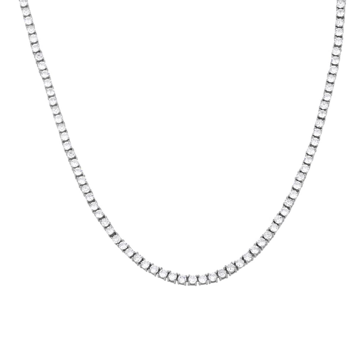 Elegant Tennis Necklace for Women & Men - Cubic Zirconia Fake Diamond Chain with Rhinestone VVS Sparkle - Perfect for Weddings, Parties, Date Nights and Special Occasions