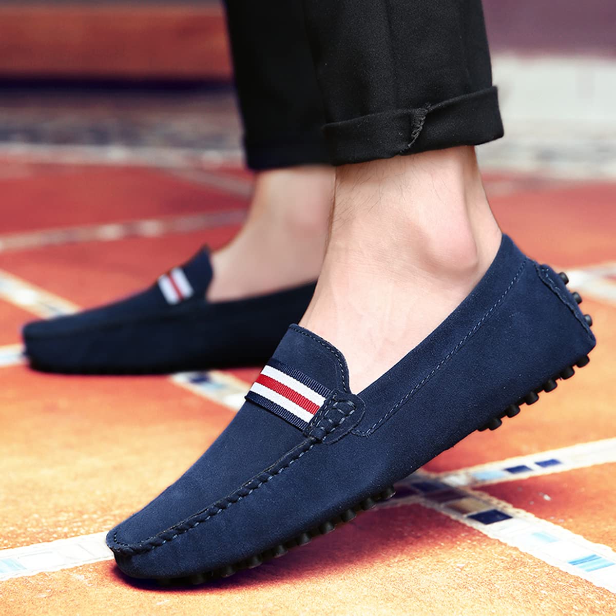 **Santimon Men's Penny Loafers - Suede Leather Slip-On Driving Shoes for Casual, Wedding & Prom | Comfortable Moccasins for Work, Office & Daily Wear**