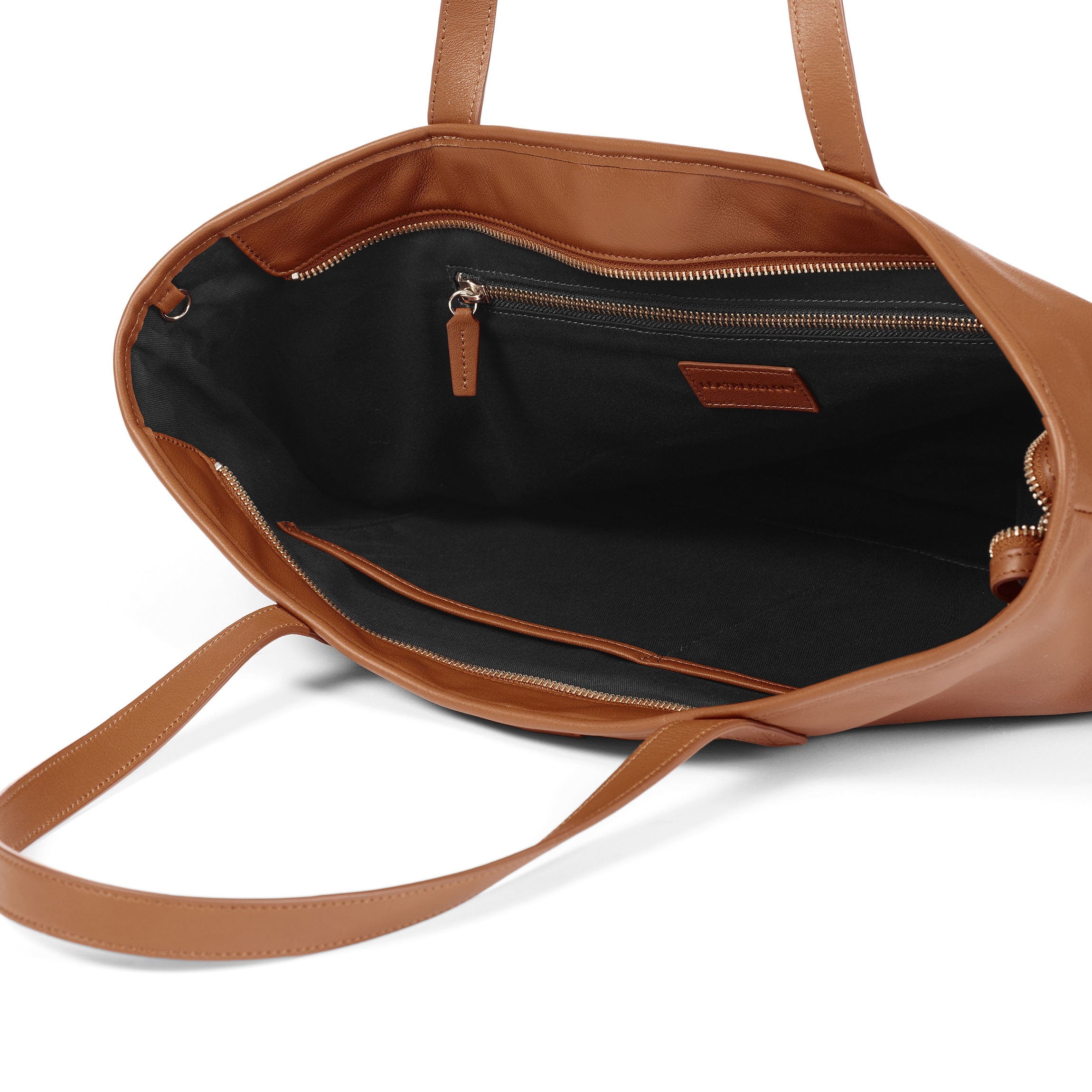 Premium Large Zippered Downtown Tote Bag in Cognac Brown - Stylish Work Bag, Travel Carryall & Everyday Purse for Women | Perfect for Office, Commute & Shopping
