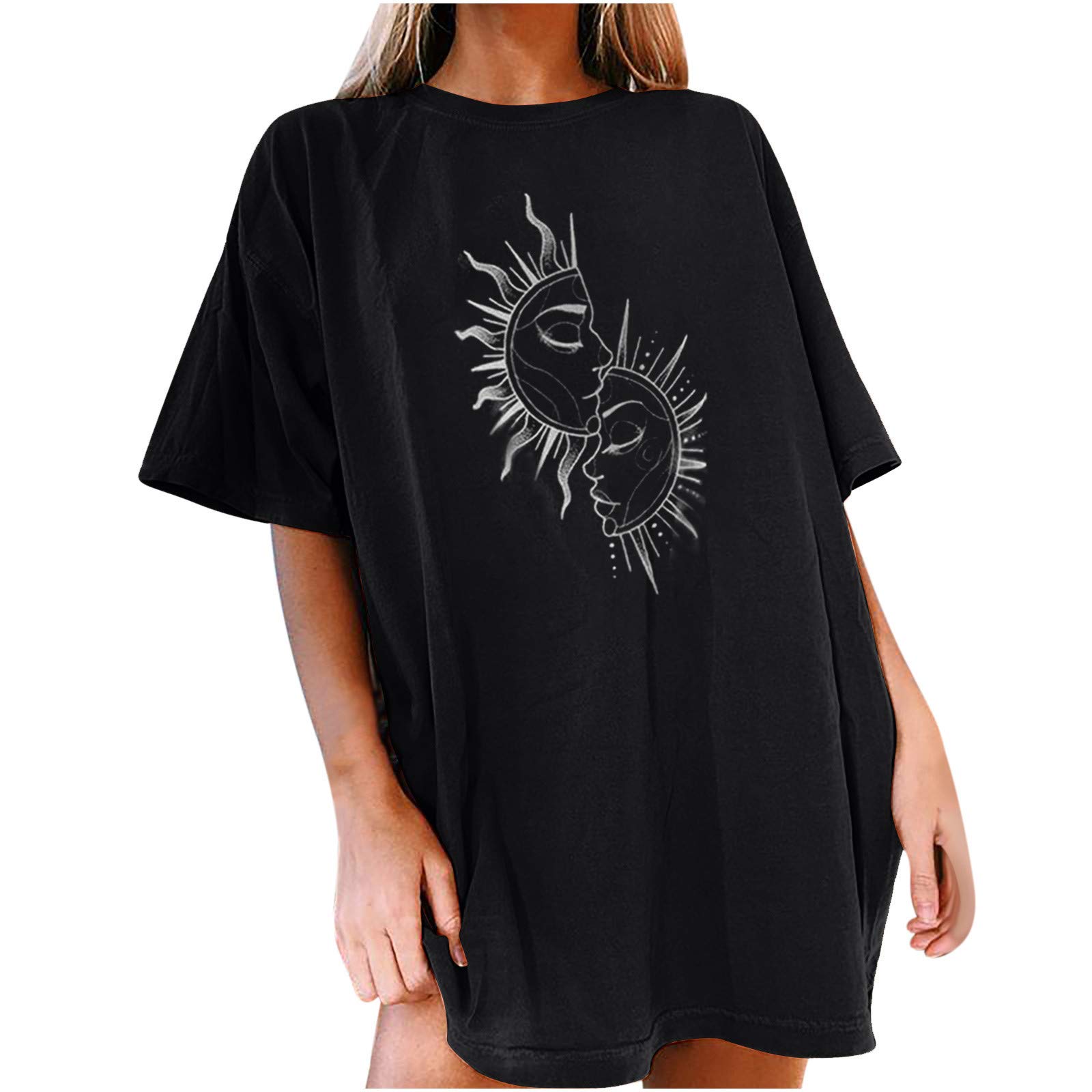 Halloween Skeleton T-Shirts for Women - Grunge Oversized Tops for Party & Cosplay