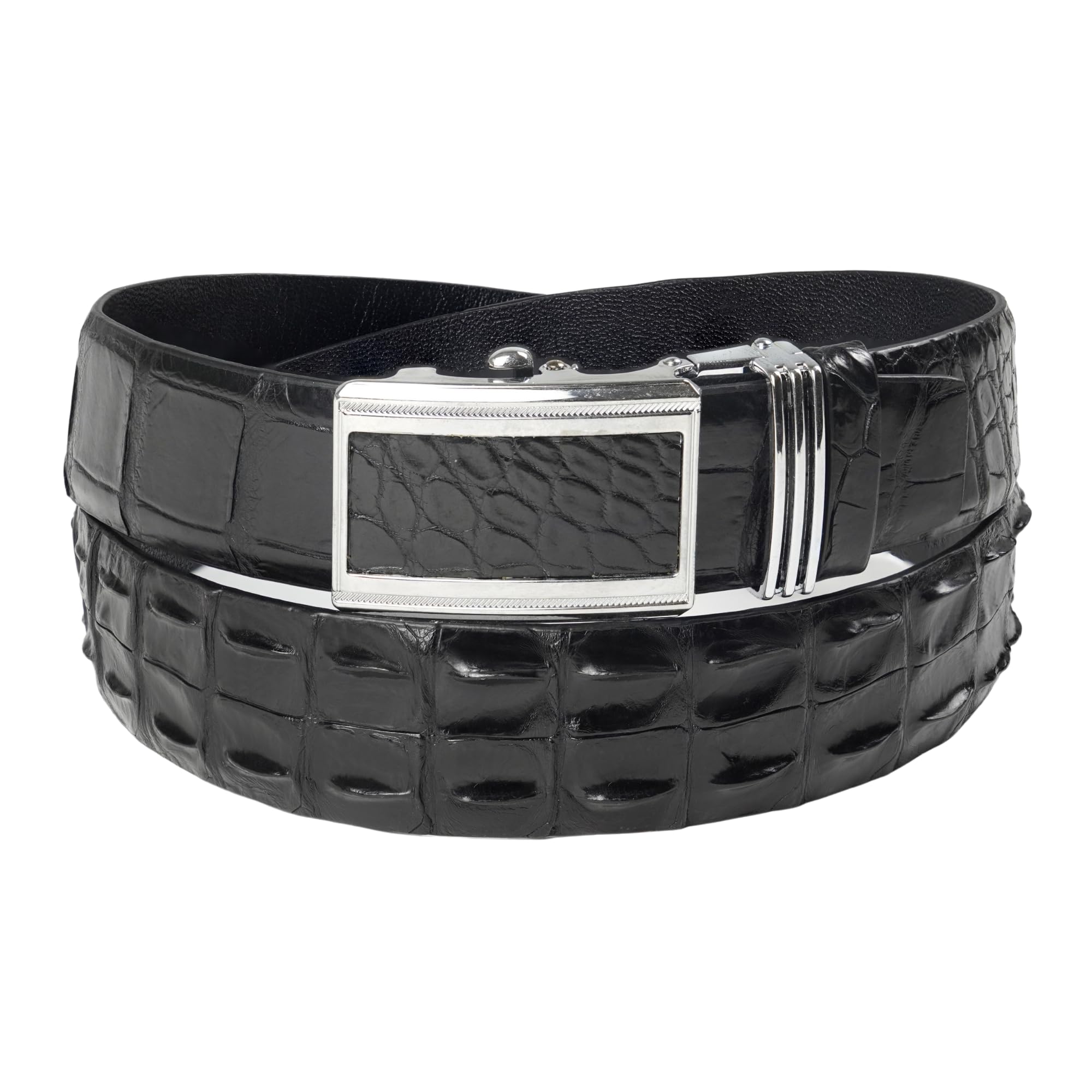 Premium Genuine Alligator Leather Belt for Men - Luxury Crocodile Skin Belth with Automatic Ratchet Buckle - Handmade Hornback Design - Perfect for Golf, Business & Formal Occasions