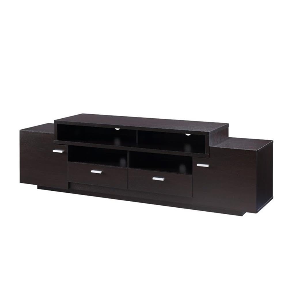 Furniture of America Braswell 72-Inch Wood TV Stand with Multi-Storage in Cappuccino Finish - Perfect for Living Room, Home Theater & Entertainment Center Organization