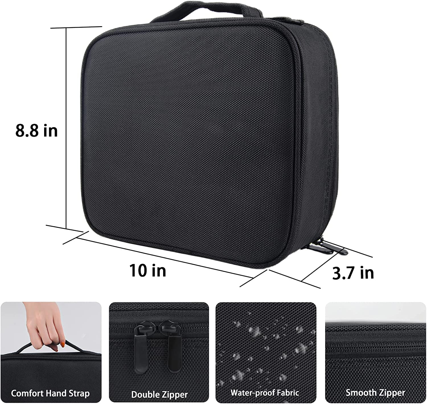 Cartxomy Professional Makeup Train Case - Large Cosmetic & Toiletry Travel Organizer Bag for Makeup Artists (Black) | Perfect for Salon, Travel & On-the-Go Beauty Professionals