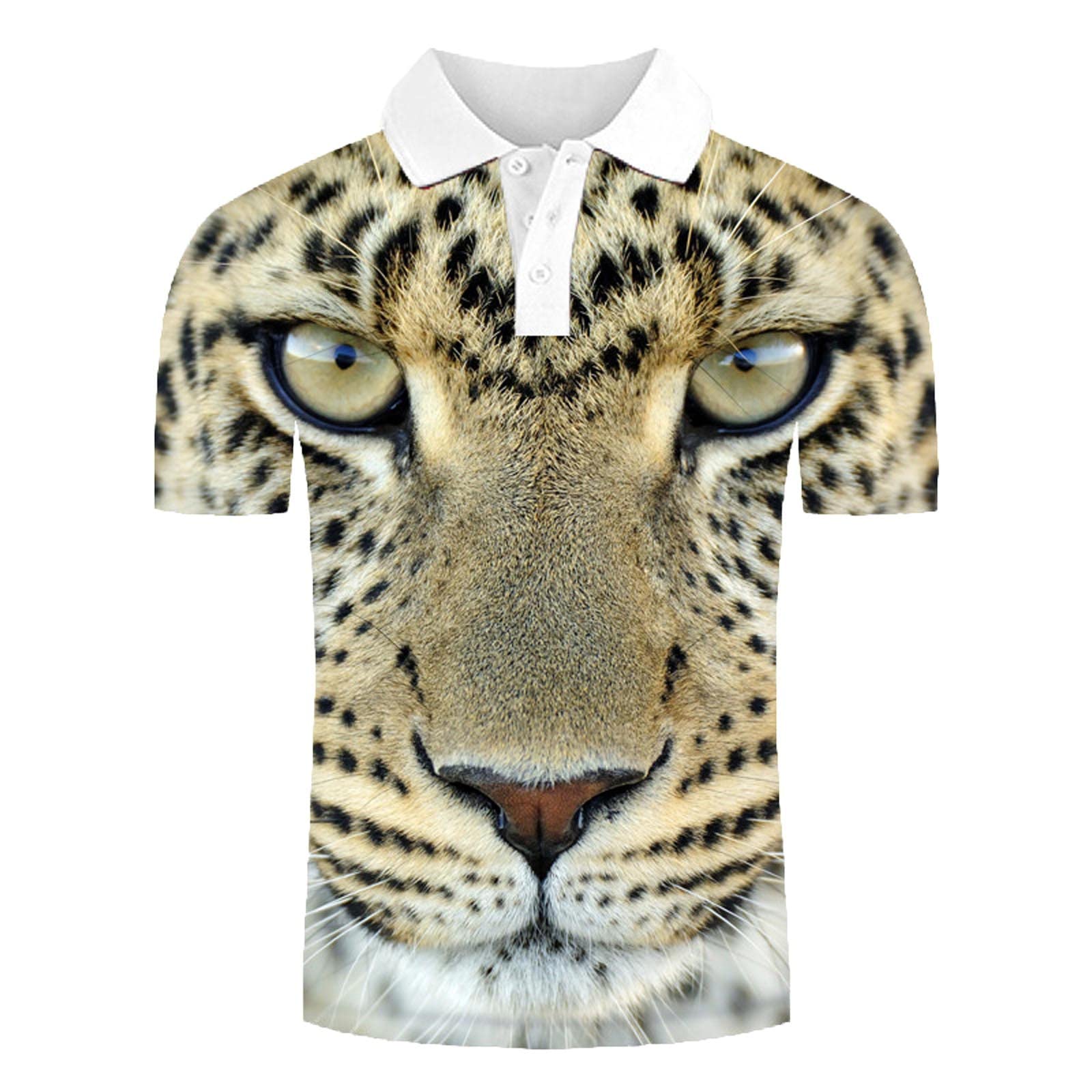 3D Animal Print Men's Short Sleeve Henley Shirts - Button Lapel Golf Tee Shirts for Big & Tall - Casual Wear, Outdoor Activities & Sports Events