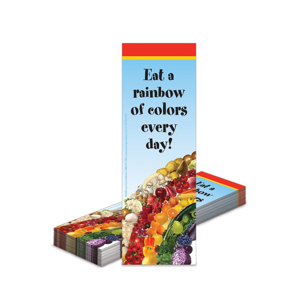 100 Colorful Fruits & Vegetables Bookmarks for Kids - Double-Sided 2.5
