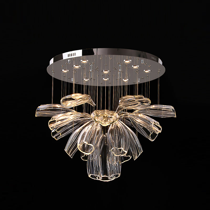 Elegant Glass Lotus Chandelier - Modern Ceiling Light Fixture for Living Room, Bedroom & Dining Room Decor | Perfect for Home, Office & Wedding Venue Lighting