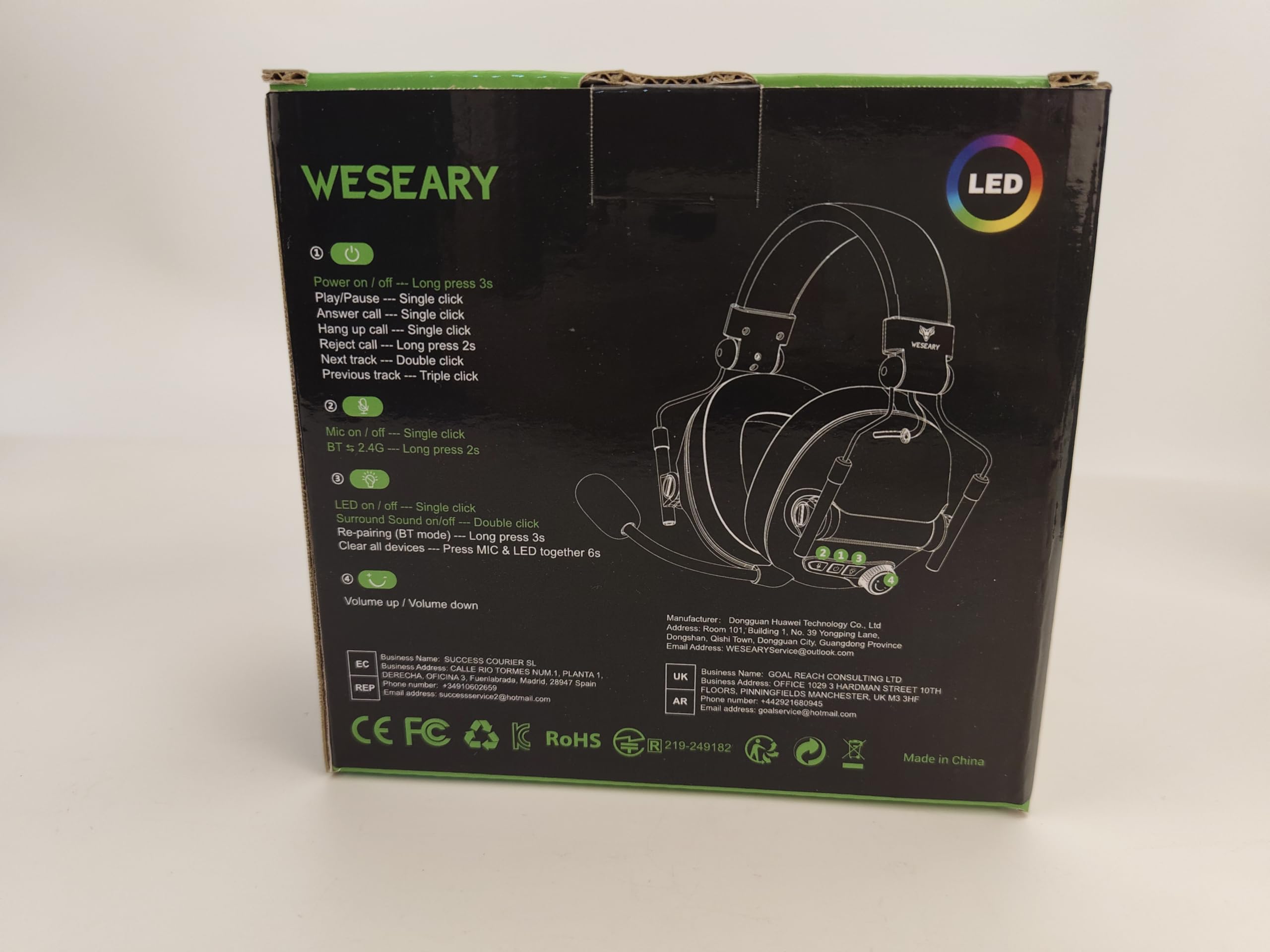 WG2 Wireless Gaming Headset with Microphone - 7.1 Surround Sound Bluetooth Headphones for PS5, PS4, PC, Nintendo Switch & Mac | 2.4GHz Lossless Audio, 50-Hour Battery Life & Cool LED Lights | Perfect for Competitive Gaming, Streaming & Online Chatting