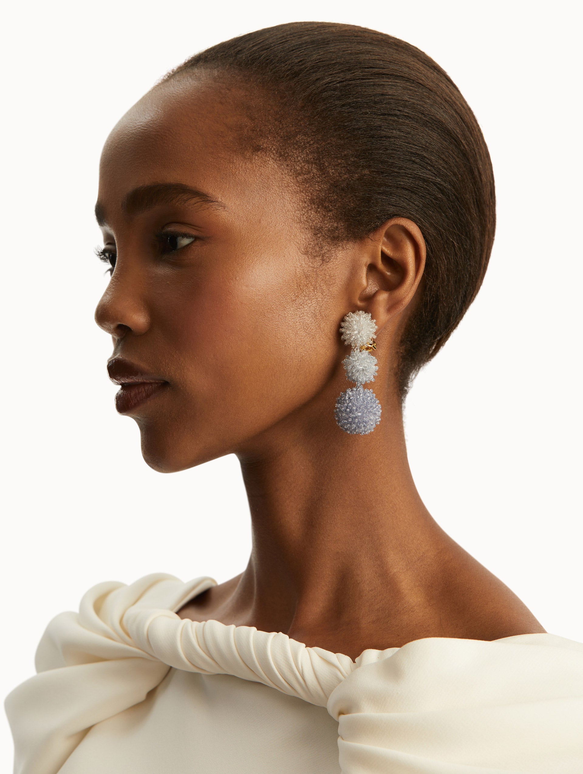 Ombré Pompom Drop Clip-On Earrings for Women - Trendy Boho Dangle Earrings for Parties, Weddings & Everyday Wear