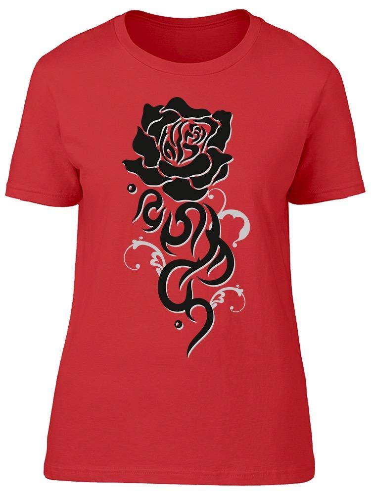 Smartprints Rose with Ornament Women's T-Shirt - Casual Floral Graphic Tee for Everyday Wear & Gift Giving