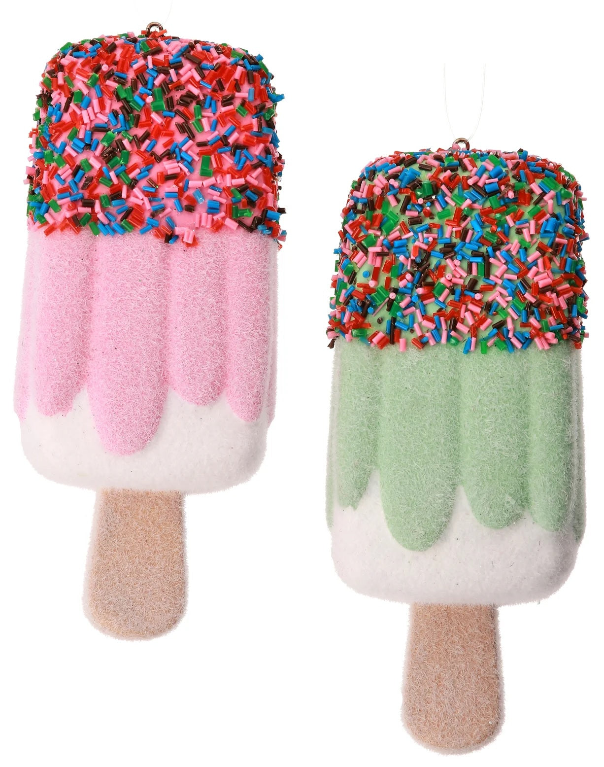 Colorful 5-Piece Plastic Popsicle with Sprinkles Ornaments - Fun DIY Summer Party Decorations for Christmas Tree, Cupcake Toppers, and Kids' Room Decor