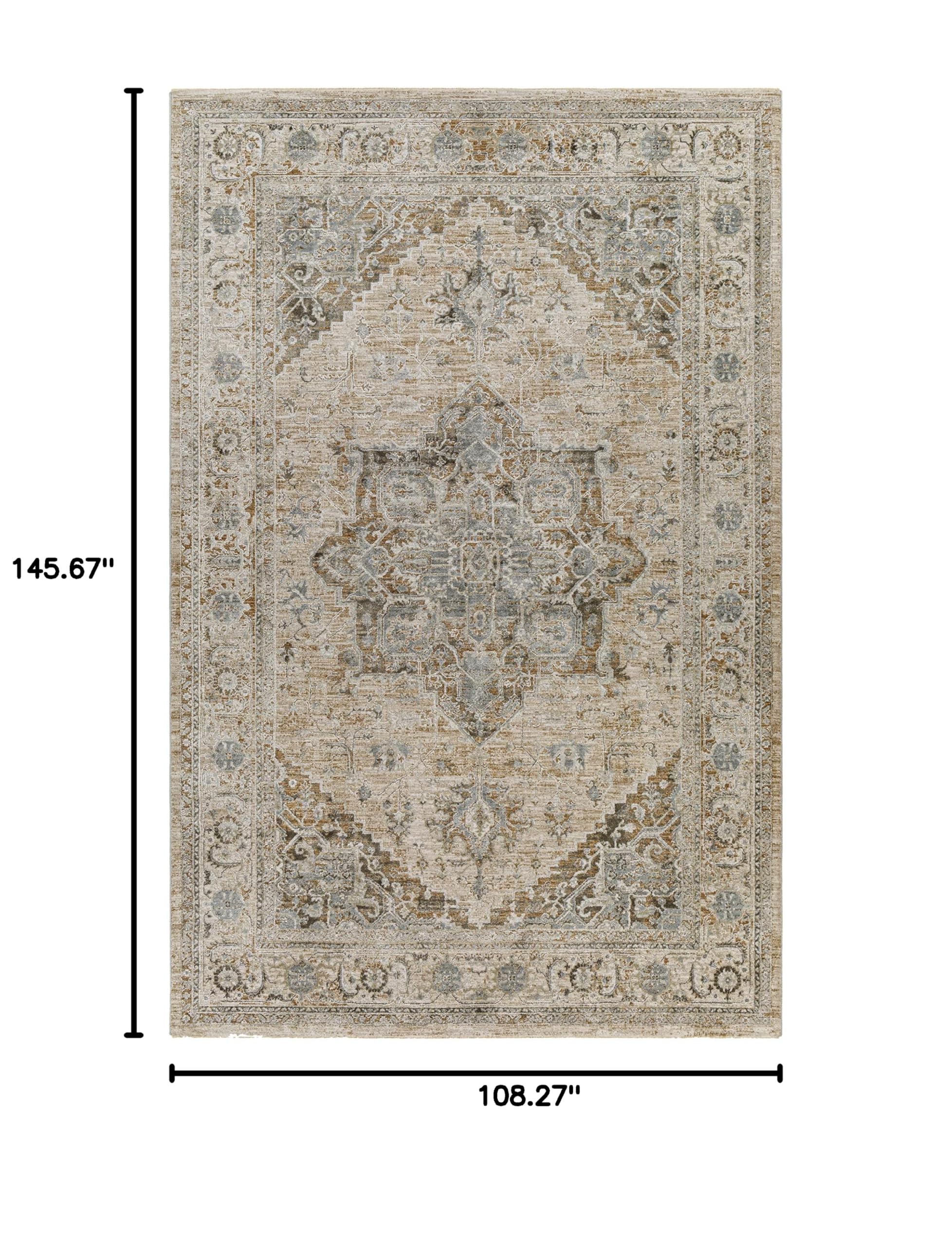 Hauteloom Ballisodare Soft Plush Area Rug for Living Room & Bedroom - Gray, Green, Beige - 9' x 12'2