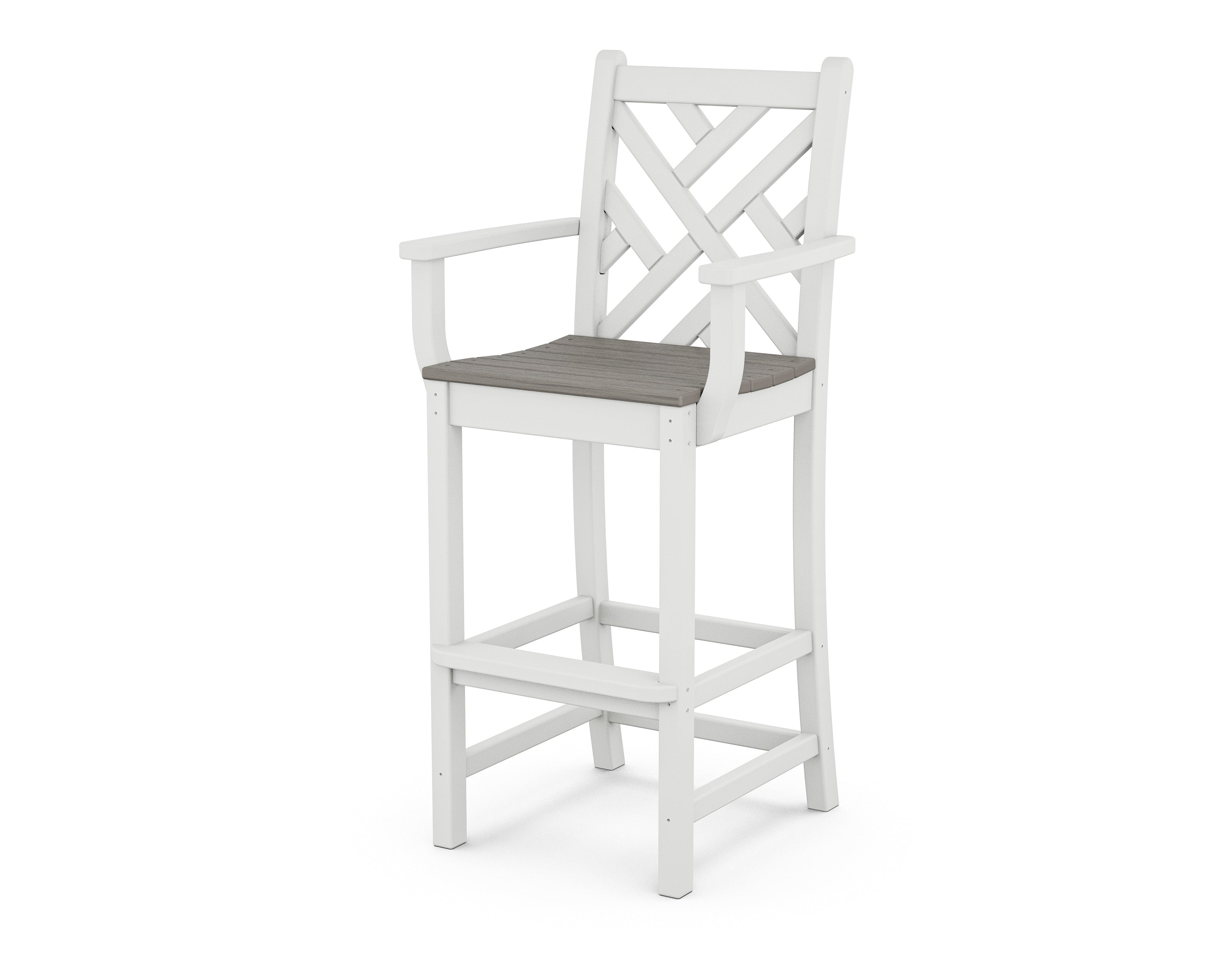 POLYWOOD Chippendale Bar Arm Chair - Outdoor & Indoor Durable Resin Wicker Dining Chair for Patio, Deck, Poolside, and Restaurant Use