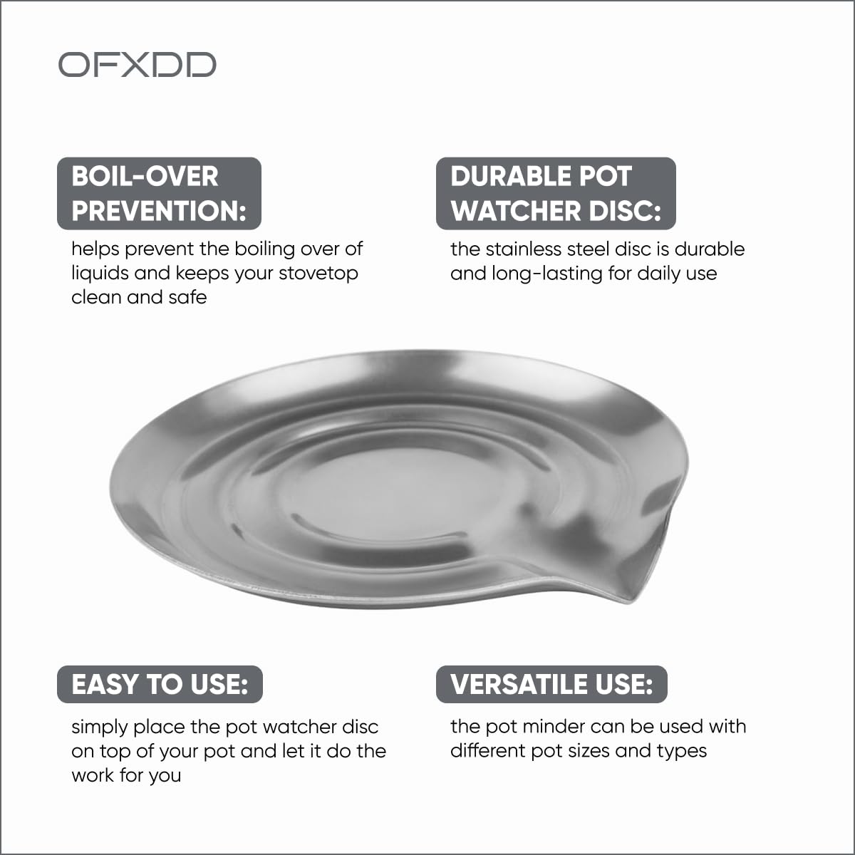 Stainless Steel Pot Minder Boil Over Preventer Disc - 2 Pack for Milk, Soup & Cooking - Safe Kitchen Boil Control for Pots & Pans - Perfect for Stovetop, Camping & Home Use