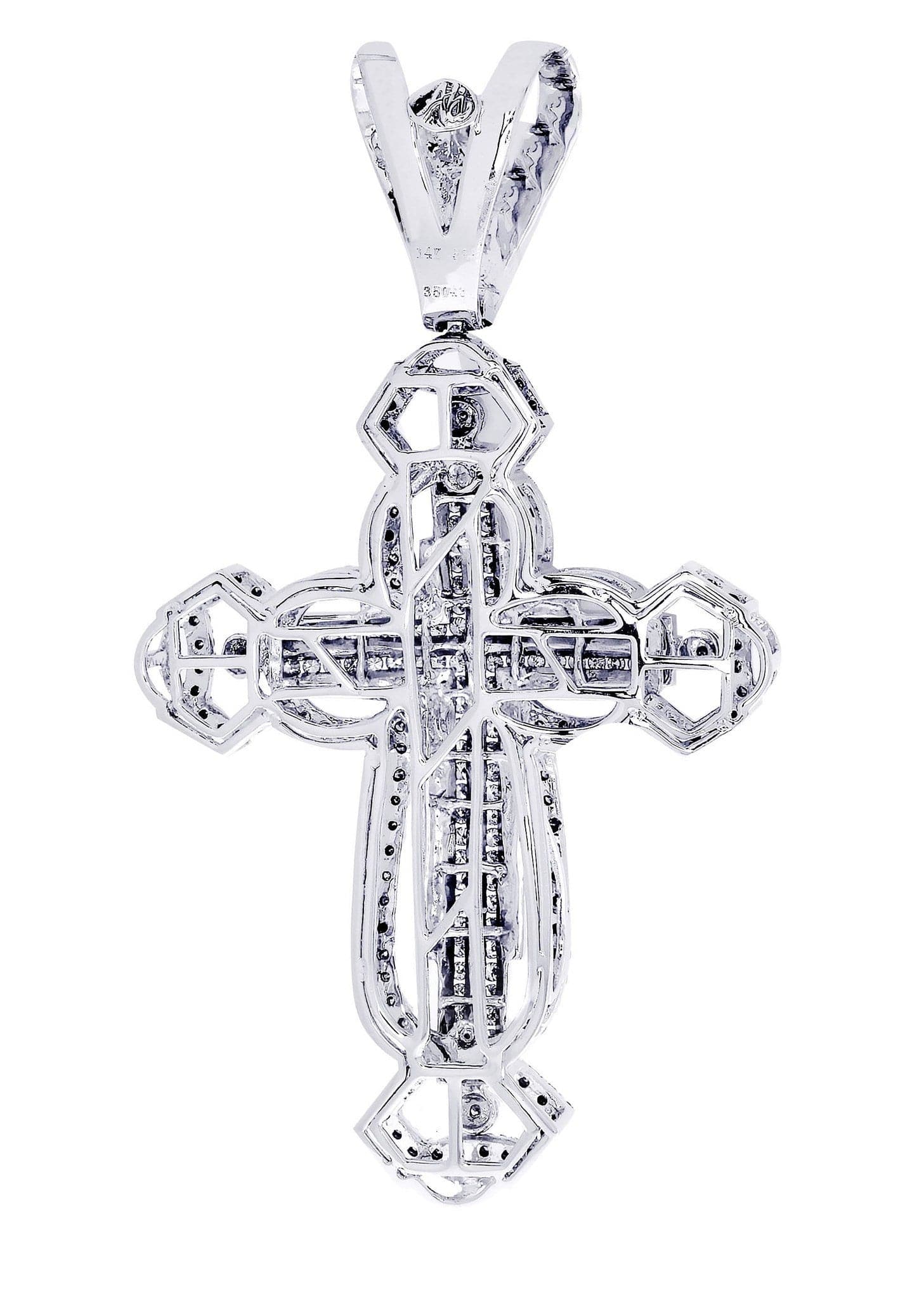 2.88 Carat Diamond Cross Pendant Necklace - 24.74 Grams Solid Gold Religious Jewelry for Women - Perfect for Baptism, First Communion & Special Occasions