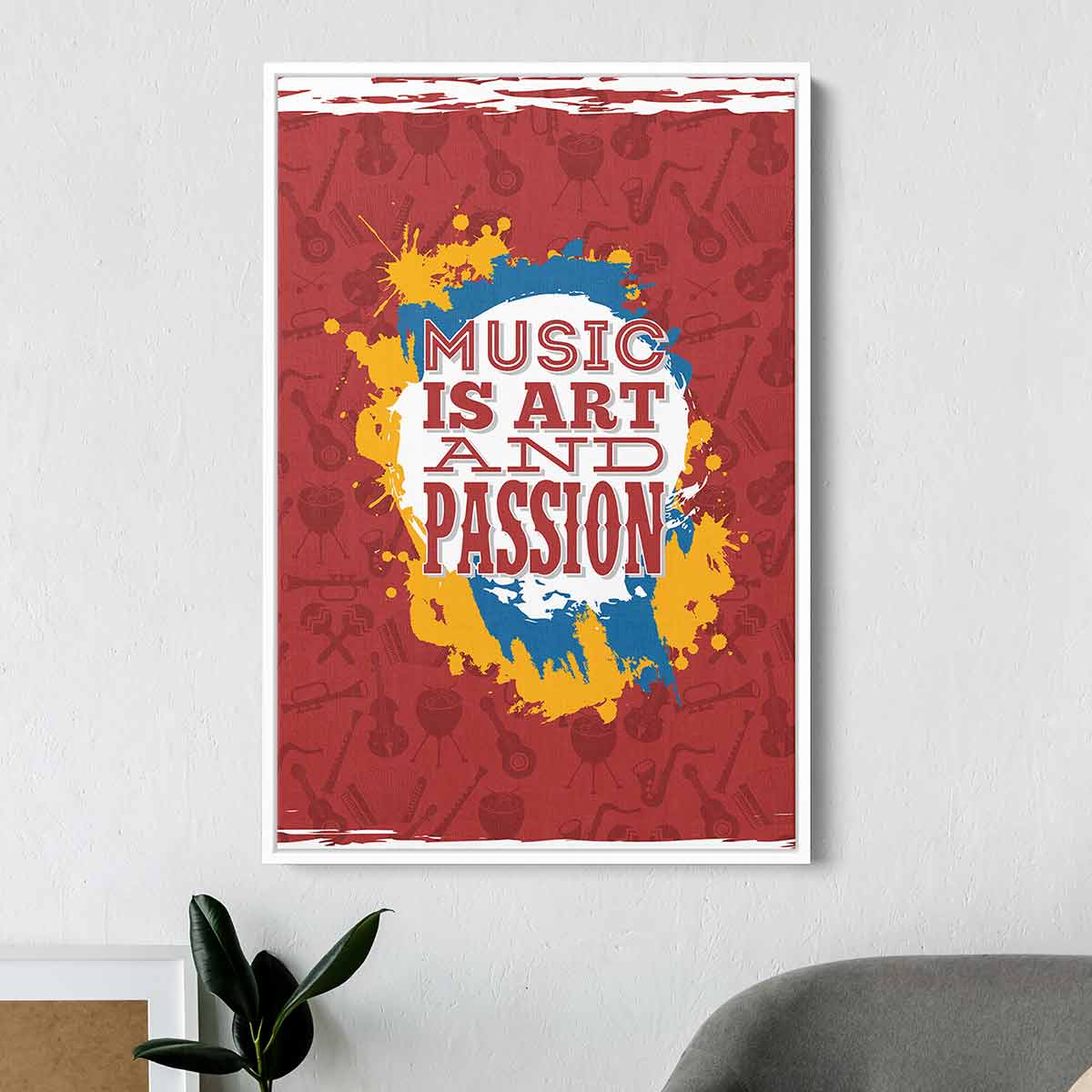 Red Music Is Art and Passion Wall Art Canvas Print 7213 - Perfect for Living Room, Bedroom & Office Decor