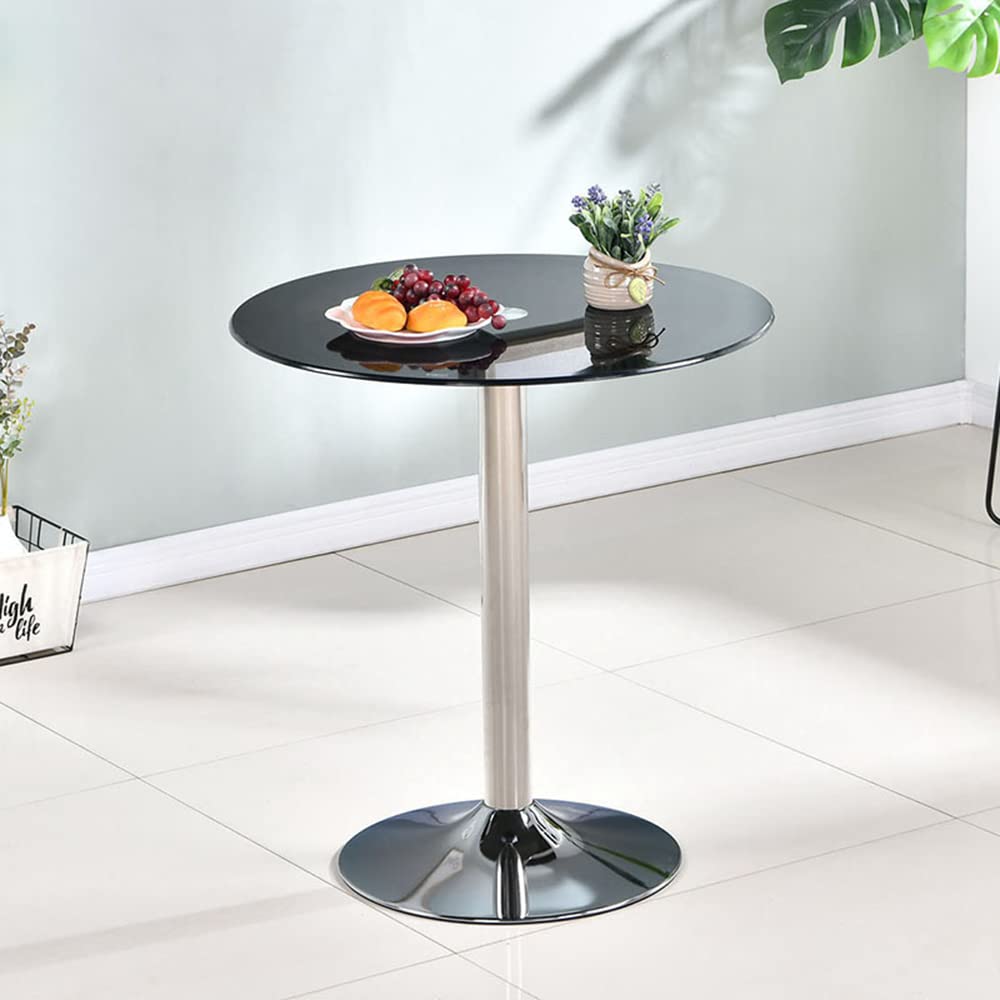 LITFAD Modern Round Glass Dining Table with Tulip Base - 31.5
