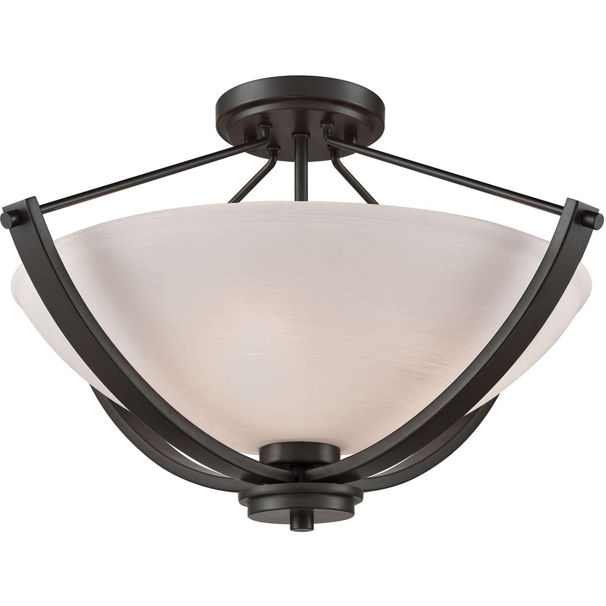 3-Light Semi Flush Mount Ceiling Fixture - Oil Rubbed Bronze Finish with Glass Shade - 20