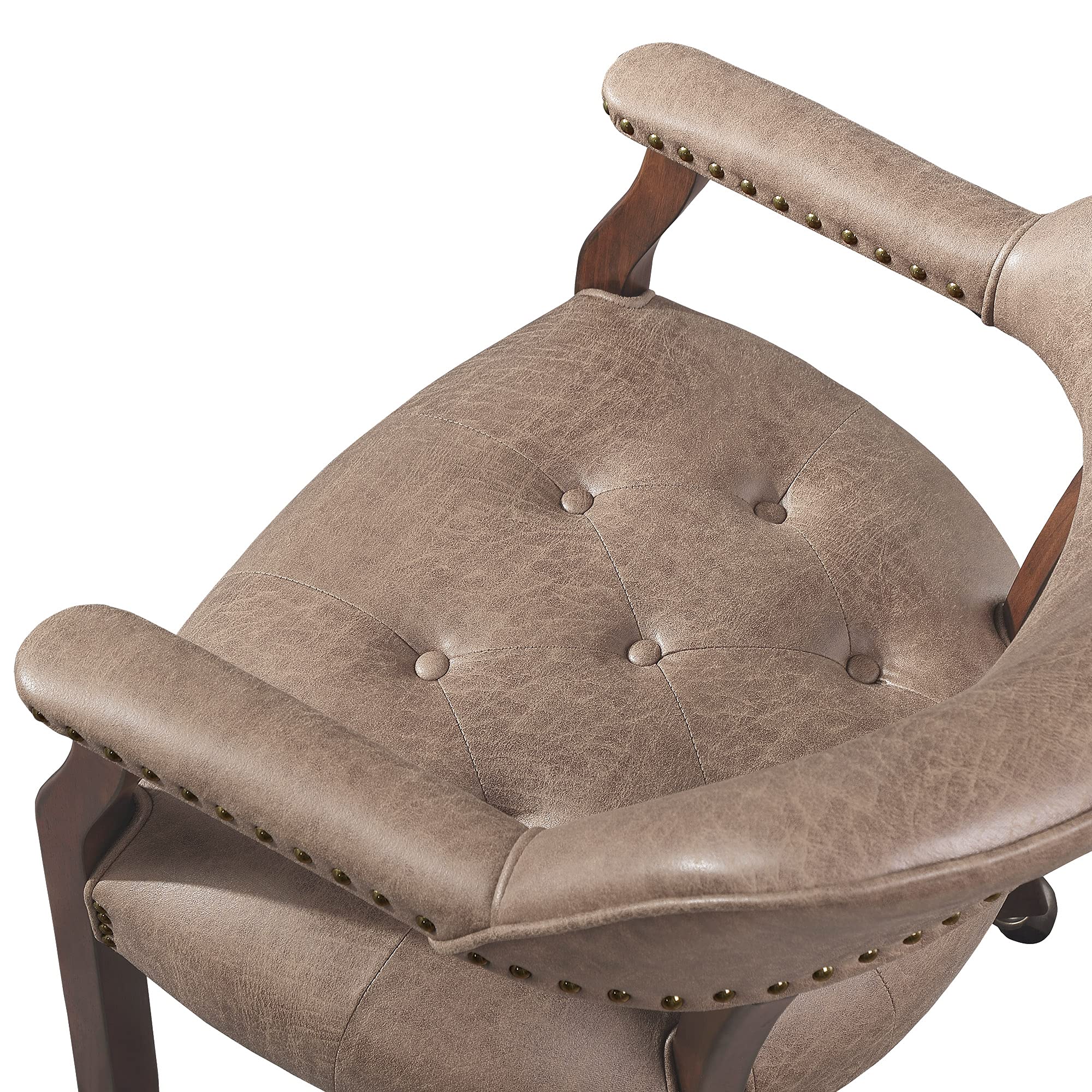 High Back Rolling Dining Chair with Casters - Light Wheat 1533LT | Captain's Chair with Wheels for Kitchen Table, Dinette Sets & Poker Games | Comfortable Mobile Chair for Home, Office & Restaurant Use
