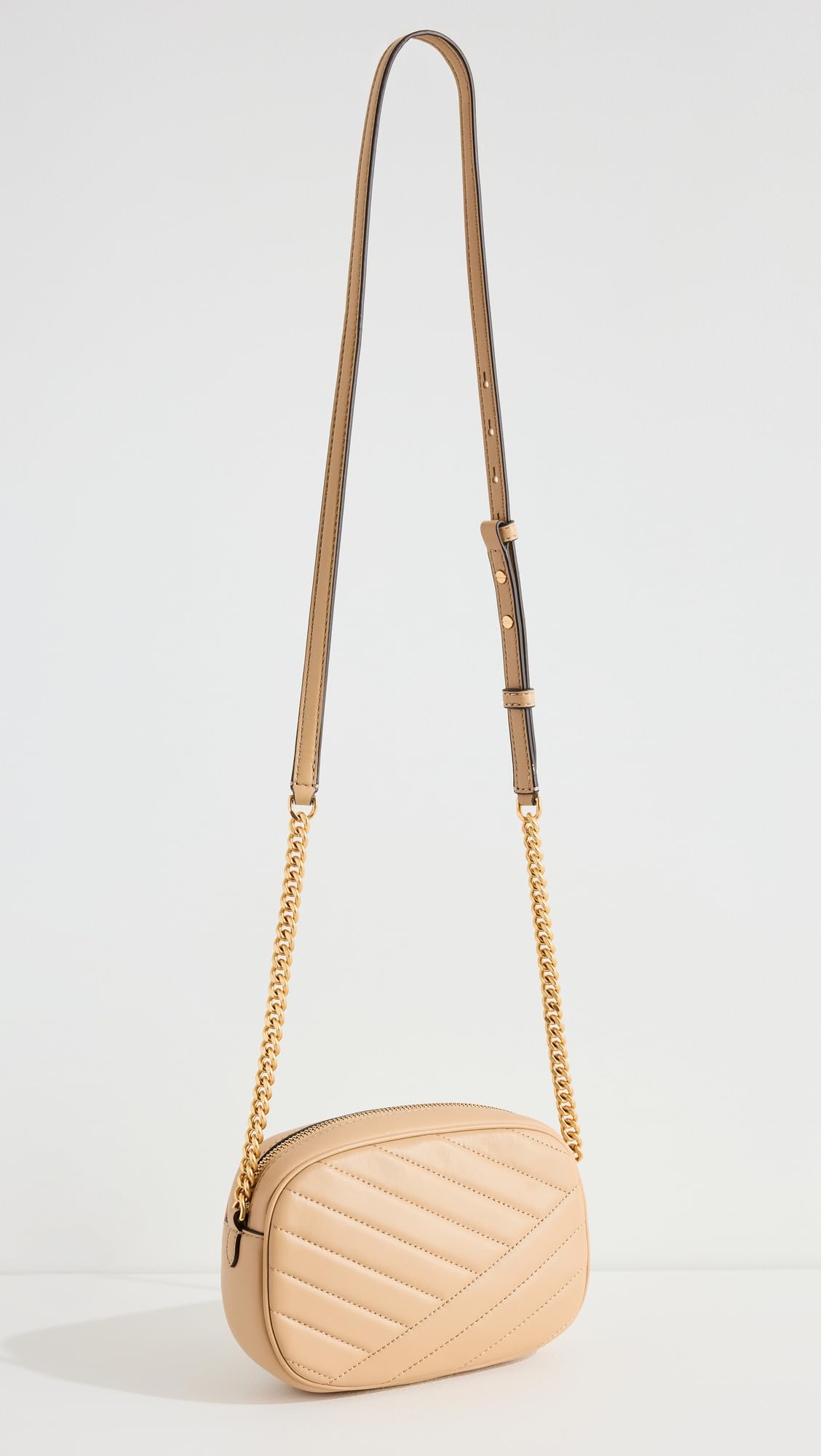 Tory Burch Women's Kira Chevron Camera Crossbody Bag - Stylish Leather Shoulder Purse for Work, Travel & Everyday Use