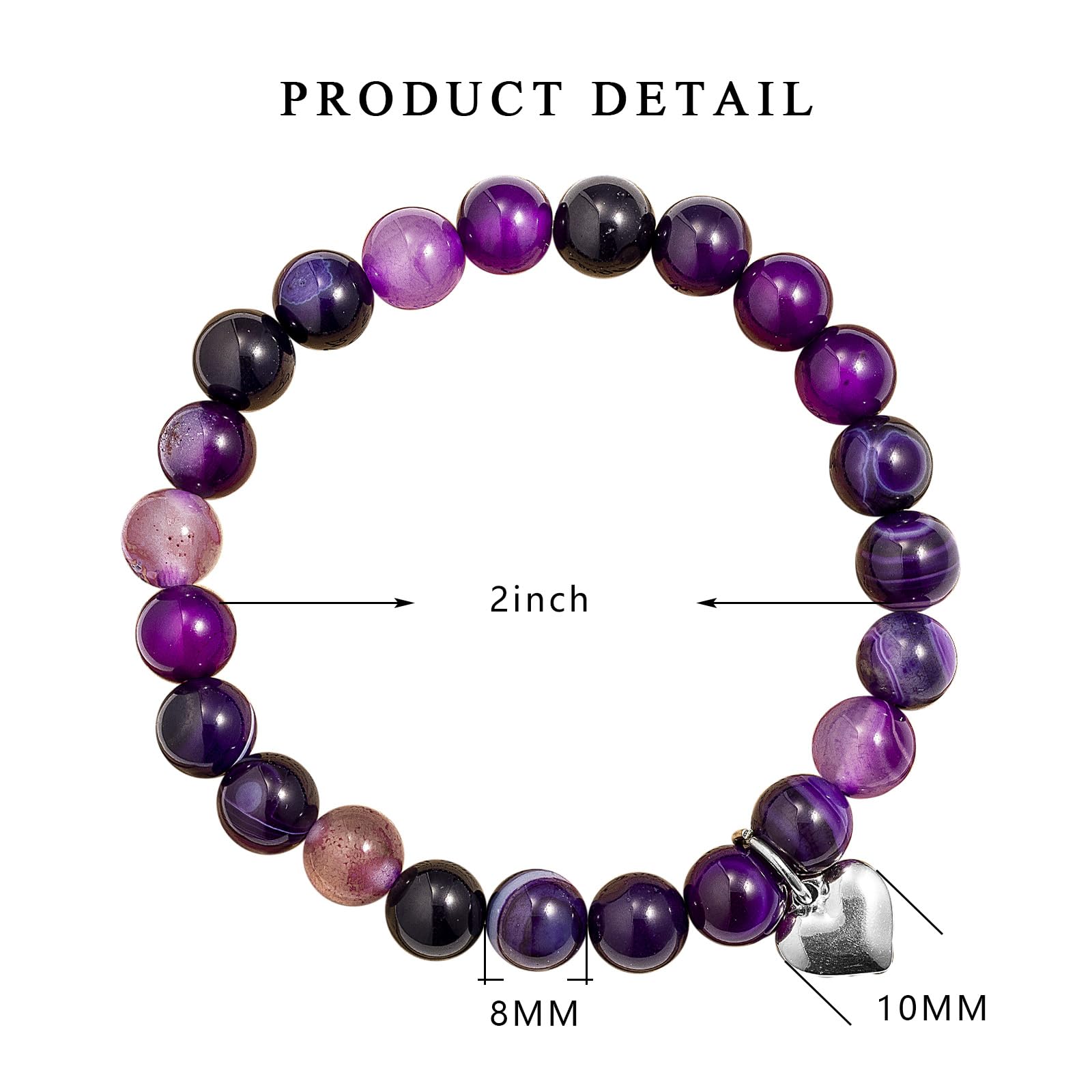 LAXPICOL Stretch Bracelet for Women - Natural Quartz Crystal Beaded Bracelet with Heart Pendant, Birthday & Valentine's Gift for Her - Perfect for Everyday Wear, Special Occasions & Jewelry Gifts