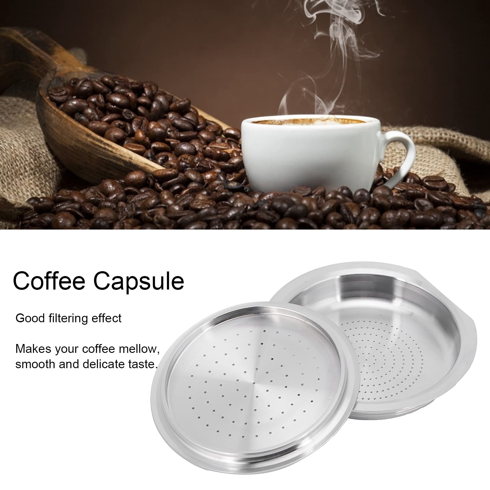 Stainless Steel Reusable Coffee Capsule & Pod Holder Filter Set with Spoon - Compatible with Senseo HD7801 - Eco-Friendly & Durable for Home Brewing, Office Use, and Camping Coffee Making