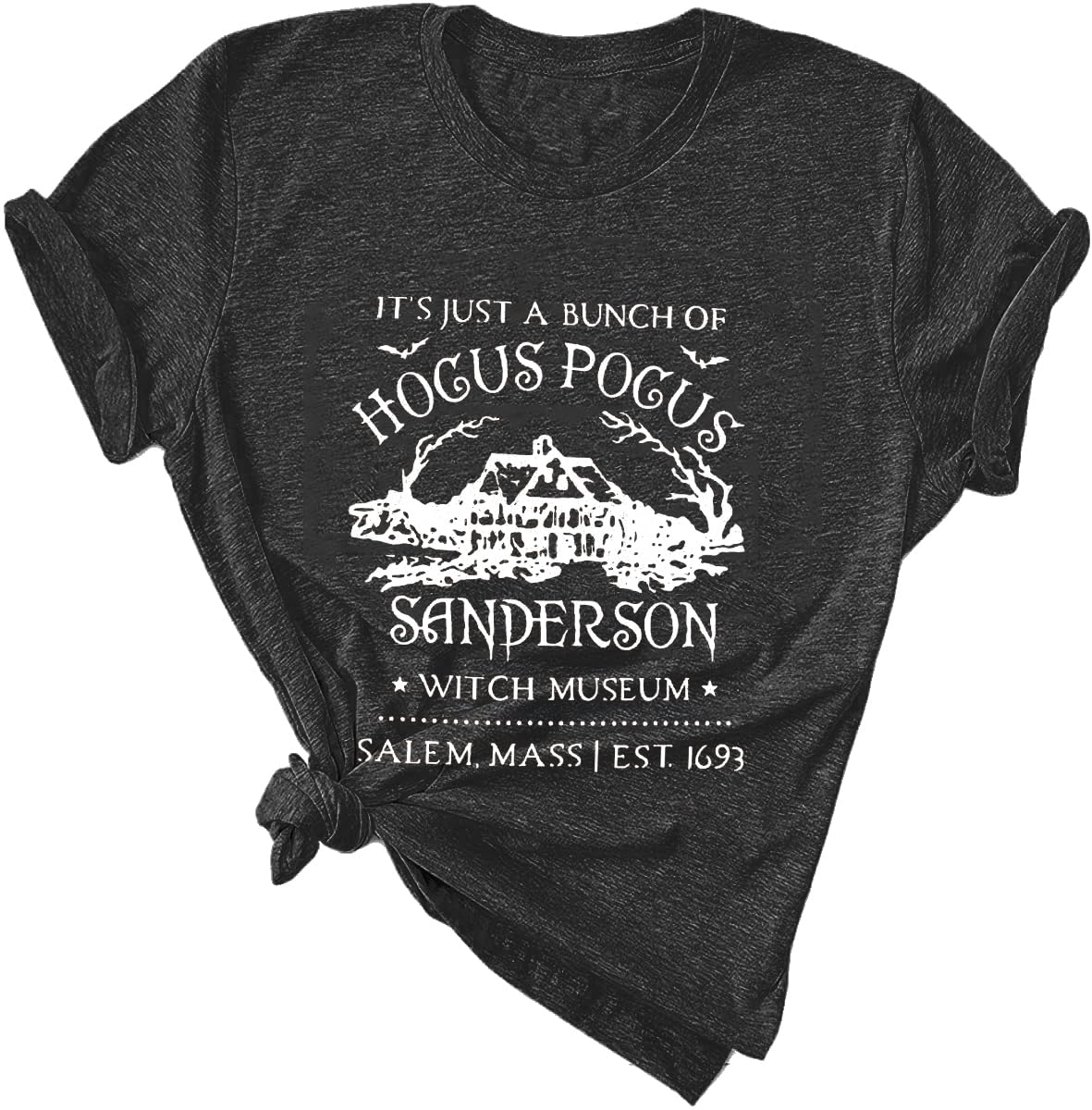 Halloween T-Shirts for Women - Sanderson Witch Museum Graphic Tee | It's Just A Bunch of Hocus Pocus T-Shirt | Cute Halloween Costume & Casual Wear