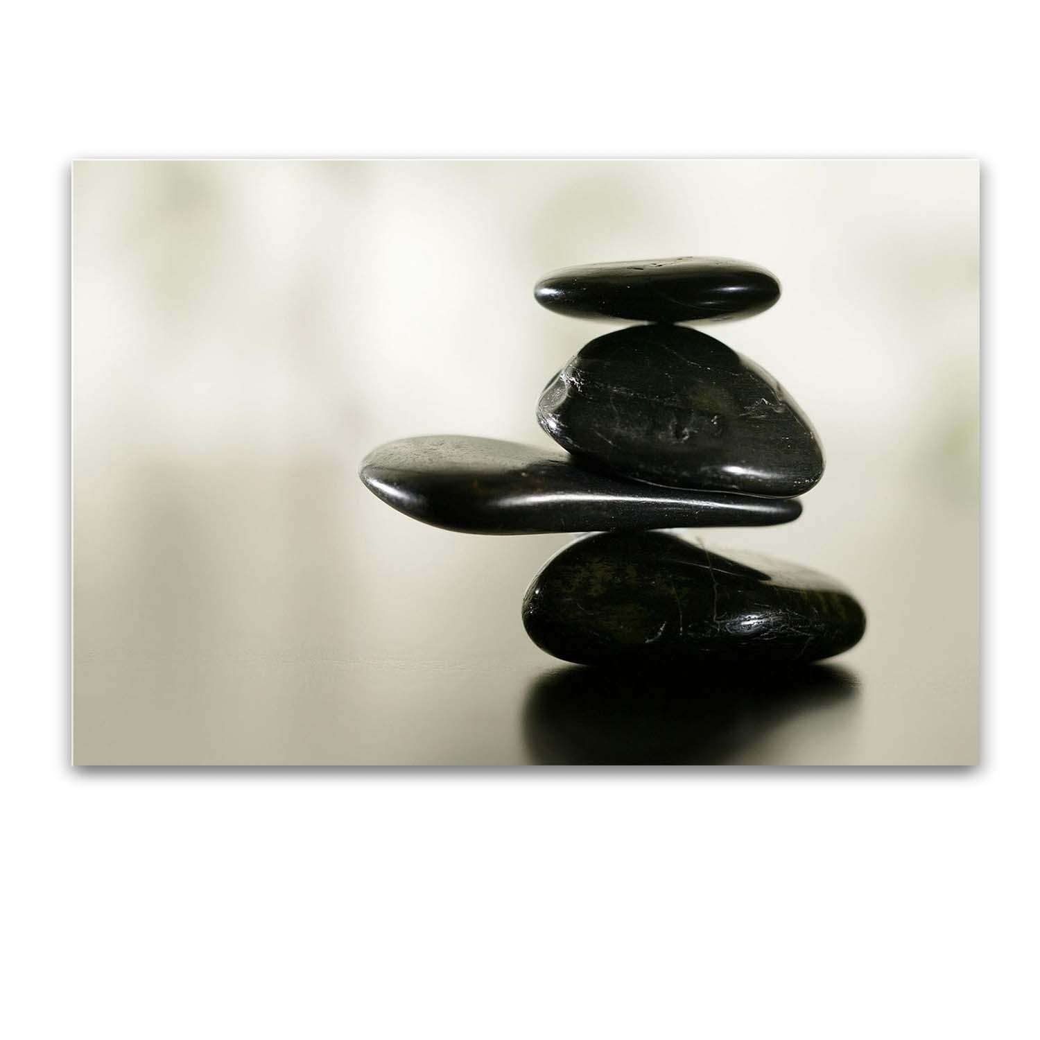 Modern Abstract Glass Wall Art - Startonight Acrylic Zen Decor with Black Stones, 24x36 Inch Contemporary Home & Office Artwork | Perfect for Living Room, Bedroom or Meditation Space