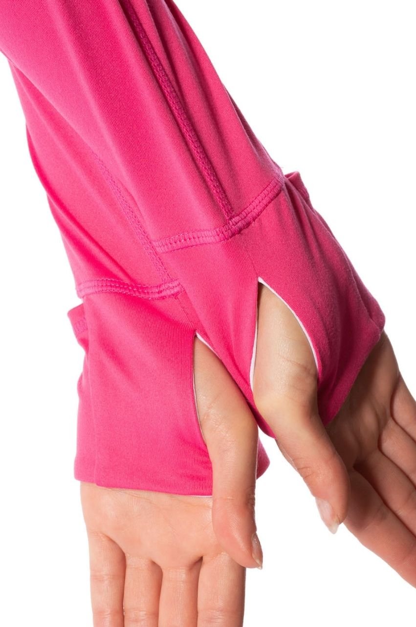 Hot Pink Double Zip Sport Jacket for Women - Lightweight Running & Gym Workout Jacket - Breathable Athletic Outerwear for Jogging, Yoga & Outdoor Activities