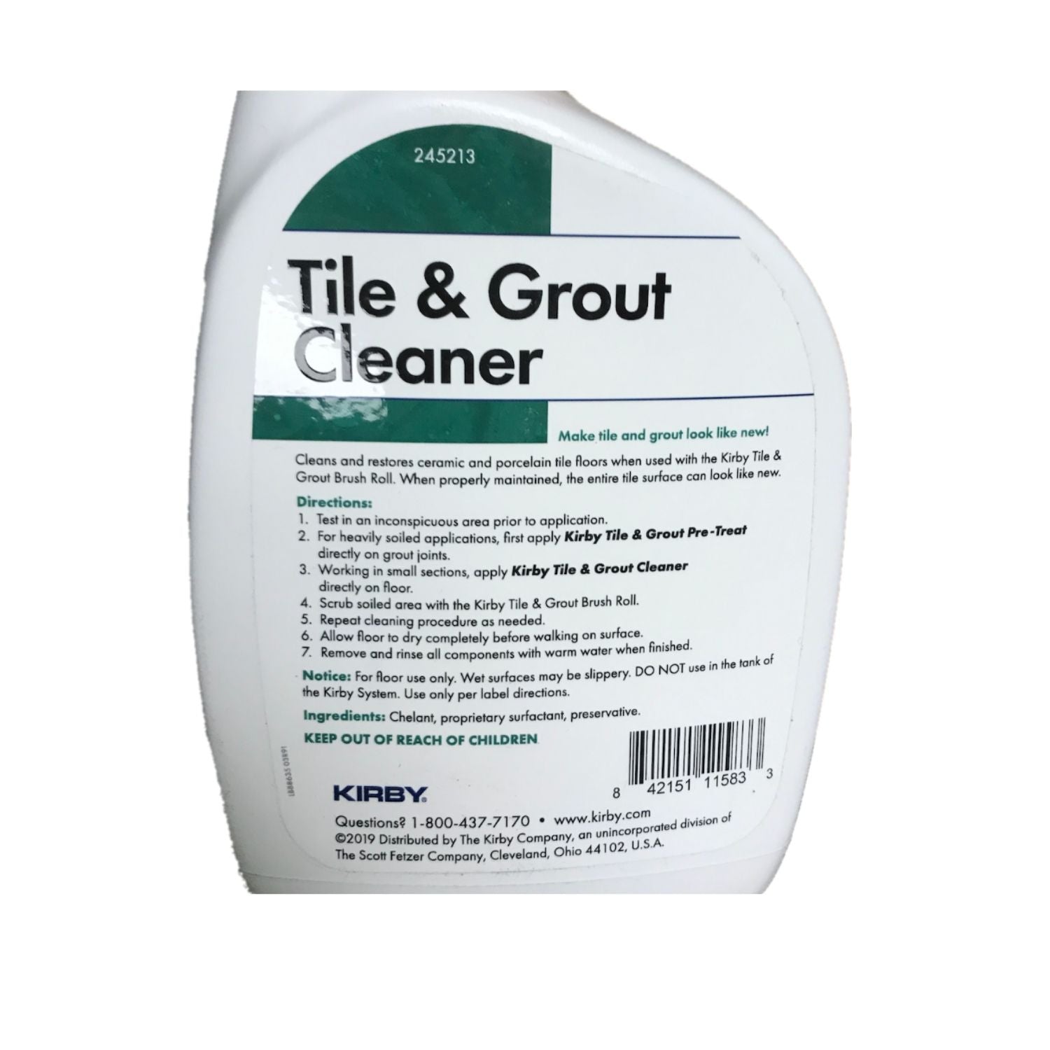 Kirby Tile and Grout Cleaner - Powerful Stain Remover for Bathroom, Kitchen & Shower Tiles - Deep Cleans & Restores Grout Lines - Perfect for Ceramic, Porcelain & Marble Surfaces