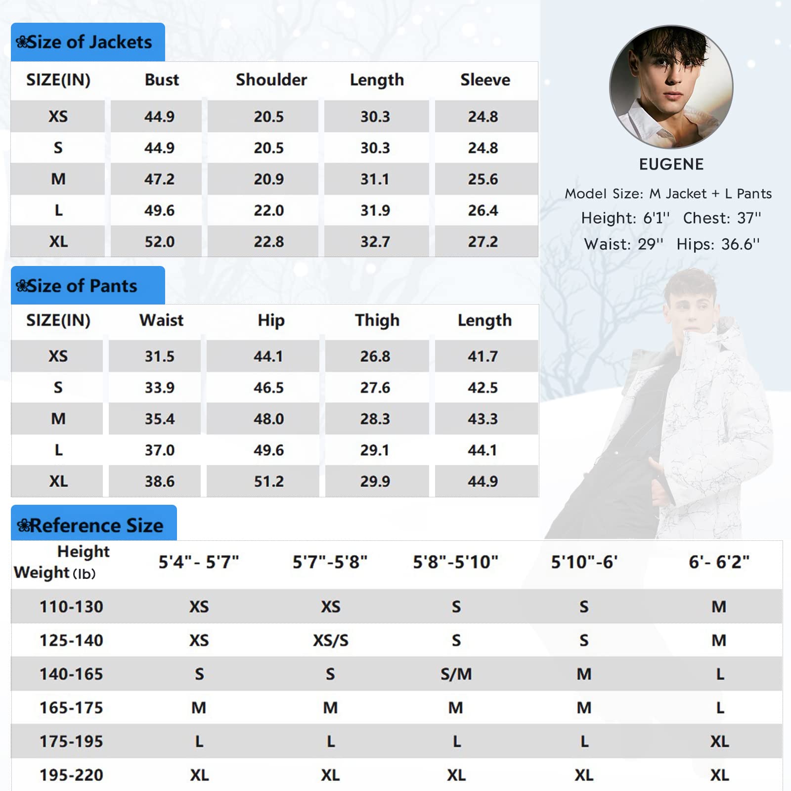 YEEFINE Men's Waterproof Ski Suit Winter Snowboard Jacket & Pants Set - Warm Insulated Snowsuit for Skiing, Snowboarding & Outdoor Winter Activities