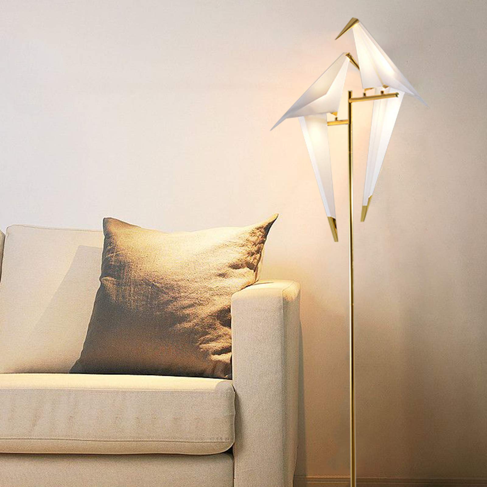 Modern Gold Floor Lamp with Acrylic Swing Shade - Adjustable Two-Head Standing Light for Bedroom, Living Room, Dining & Study - Perfect for Reading, Working & Ambient Lighting