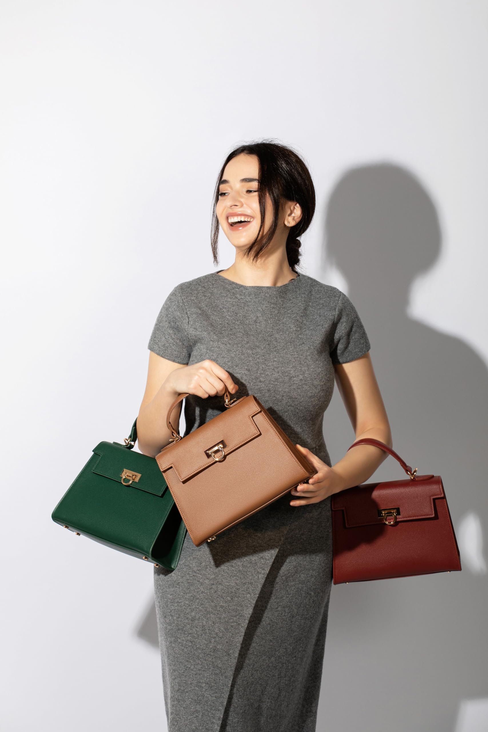 Luxury Women's Leather Top-Handle Handbag with Detachable Strap - Convertible Crossbody Purse & Shoulder Bag for Women - Perfect for Work, Travel & Evening Events