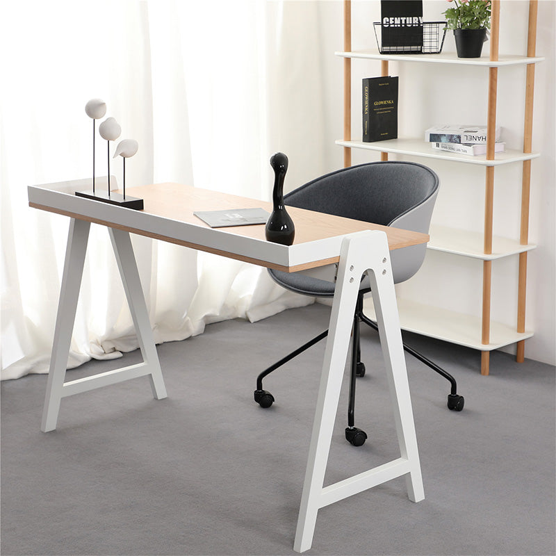 YARA Study Desk 118cm White & Natural - Modern Writing Desk for Home Office, Student Study & Small Space Workstation